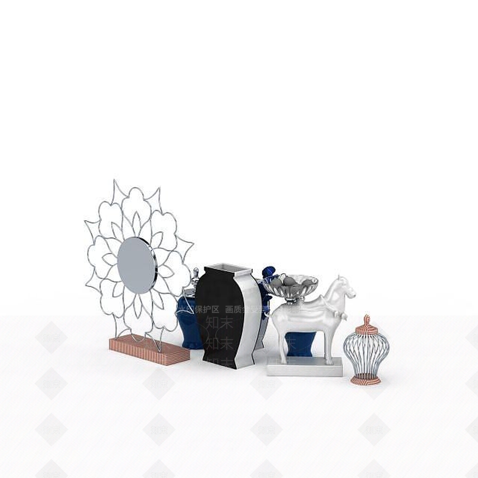 现代装饰品组合3D模型下载【ID:1199452068】