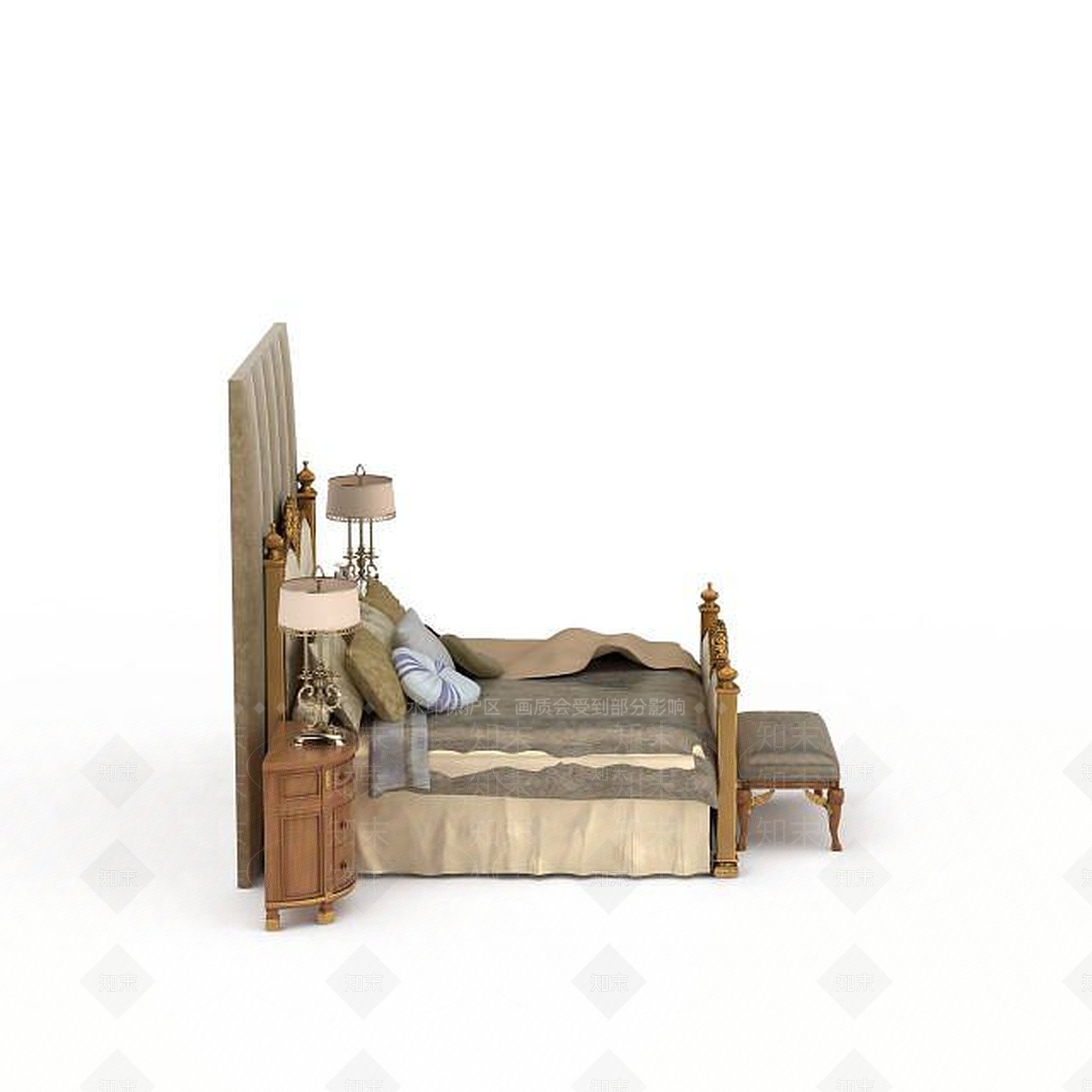 现代卧室床具3D模型下载【ID:1199453291】