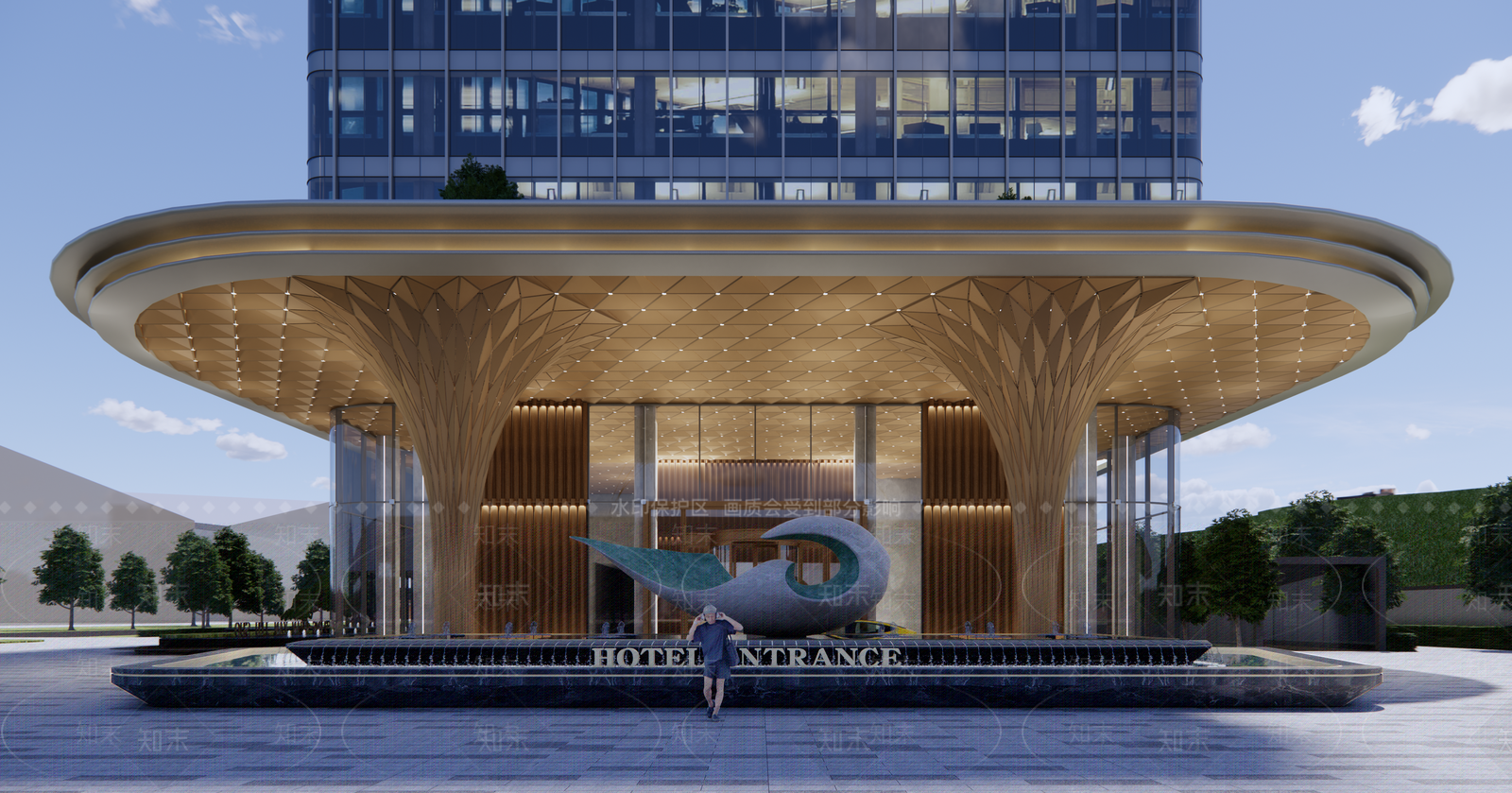 现代轻奢酒店建筑SU模型下载【ID:1199454091】