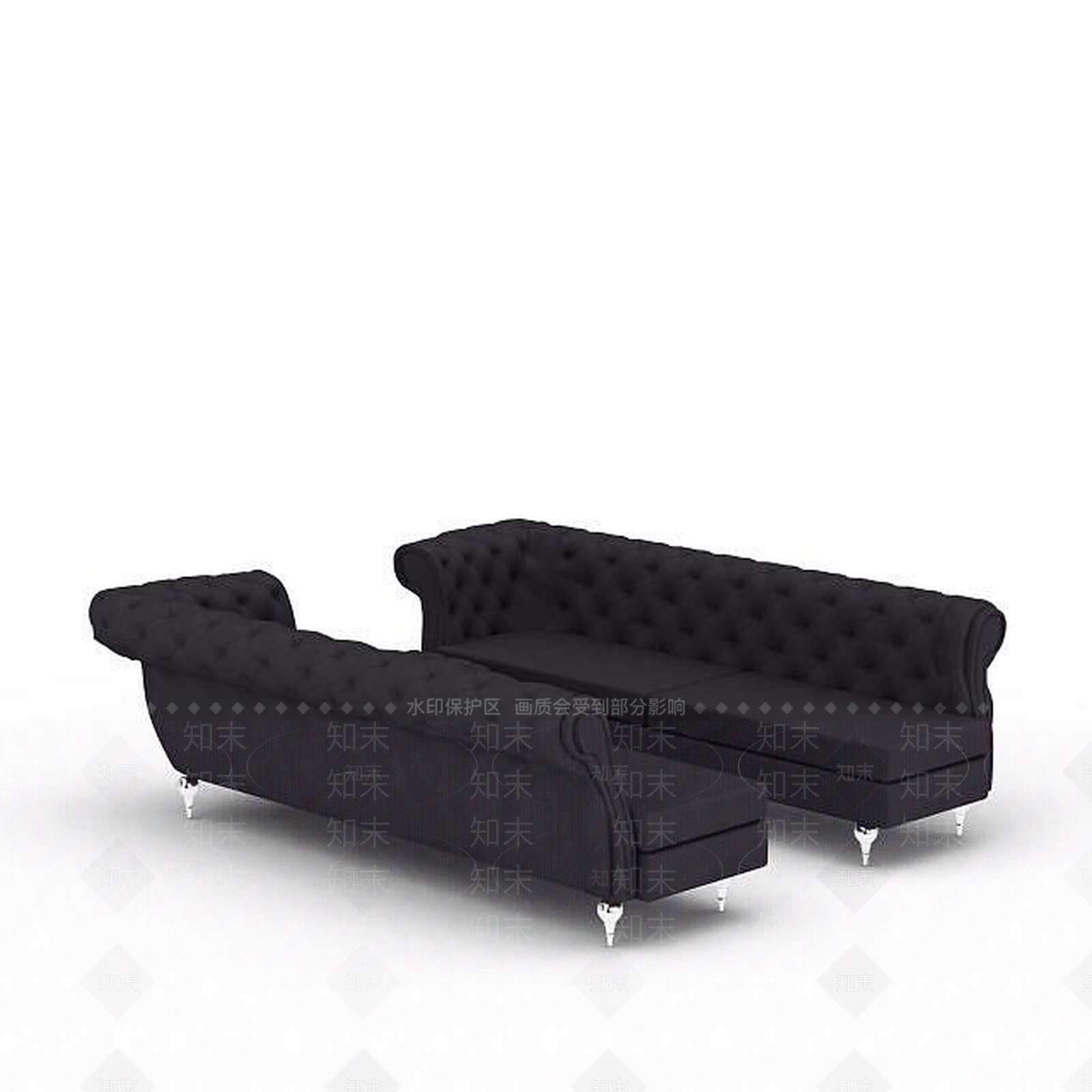 现代黑色软包沙发3D模型下载【ID:1199454147】