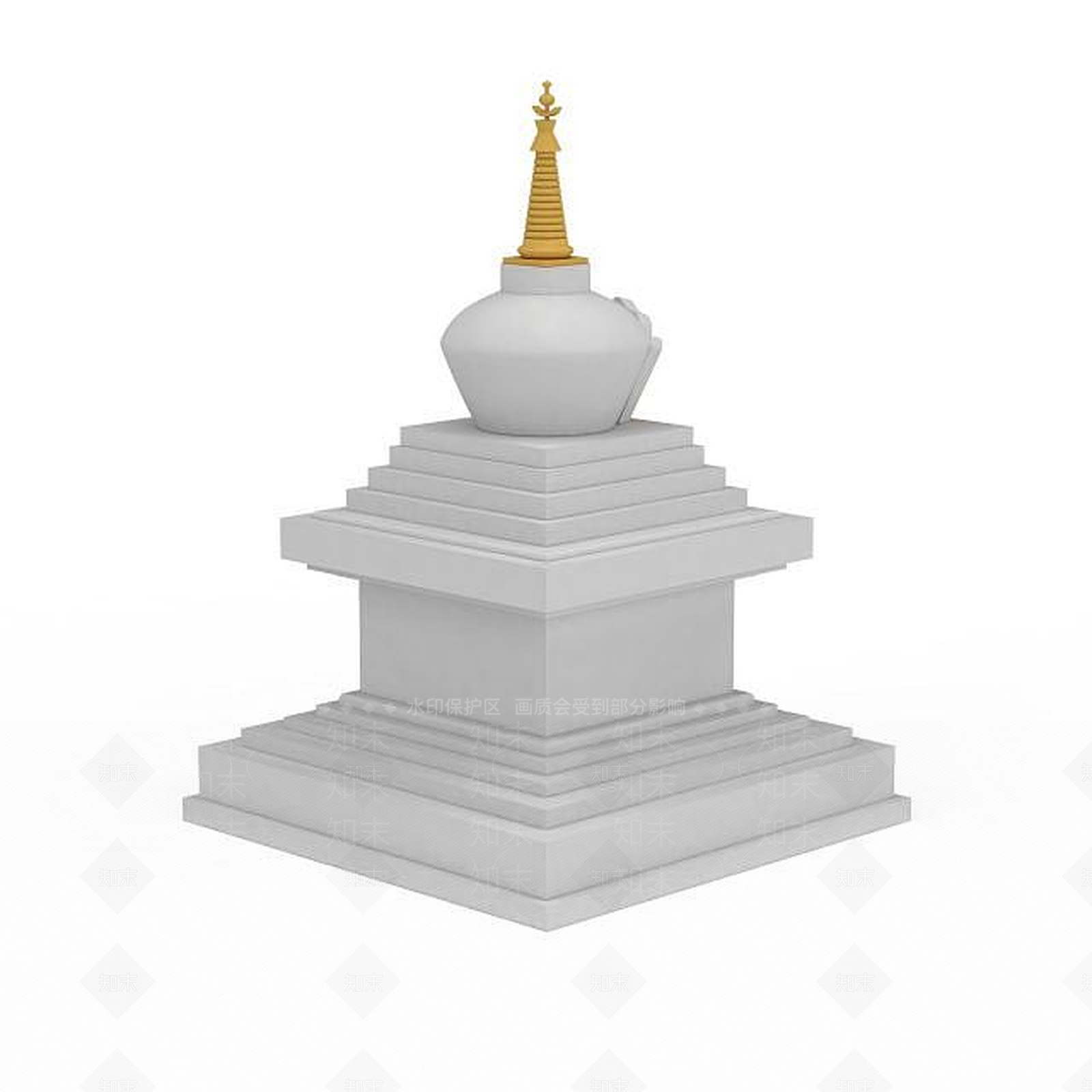 现代藏式白塔3D模型下载【ID:1199456515】