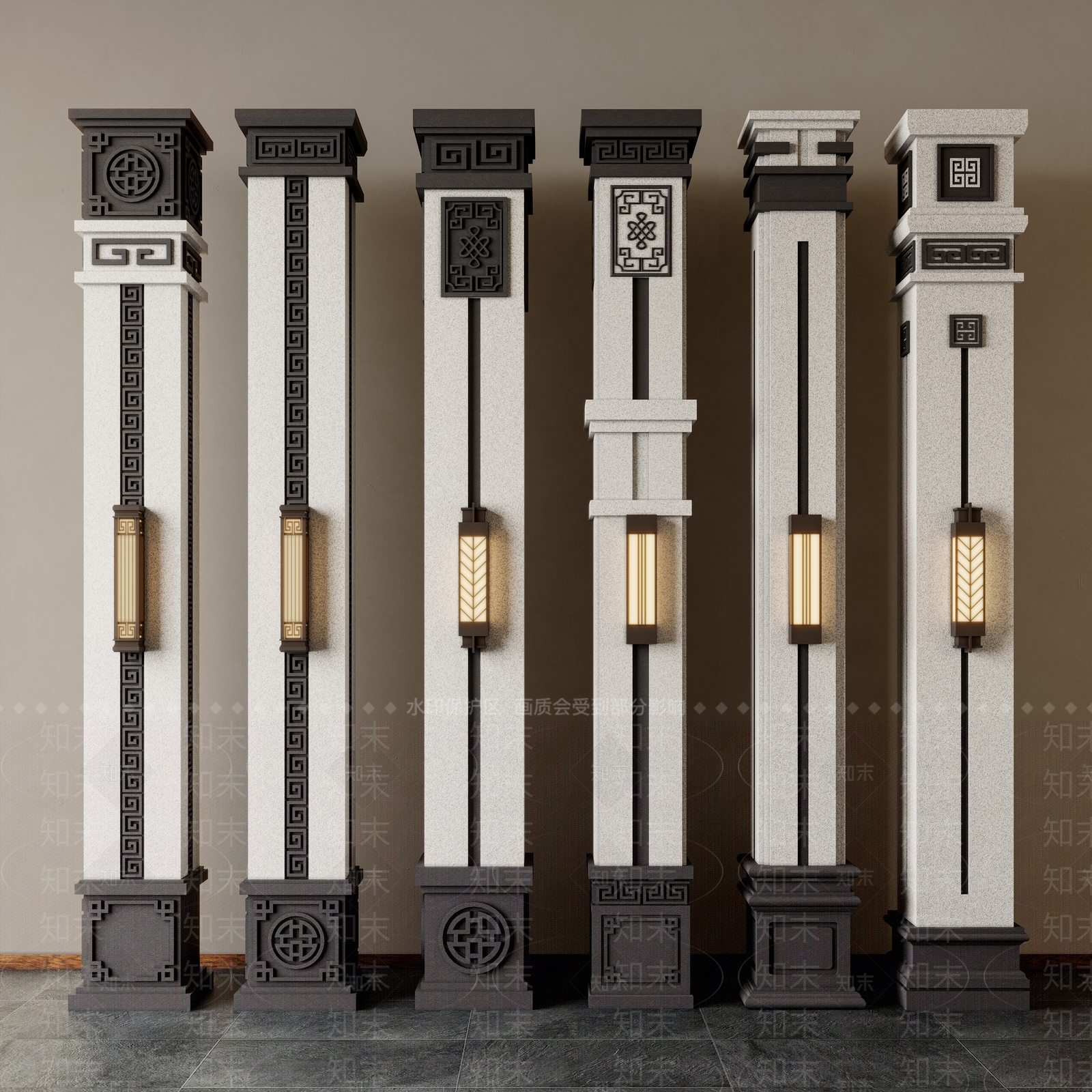 新中式柱子3D模型下载【ID:1199456752】