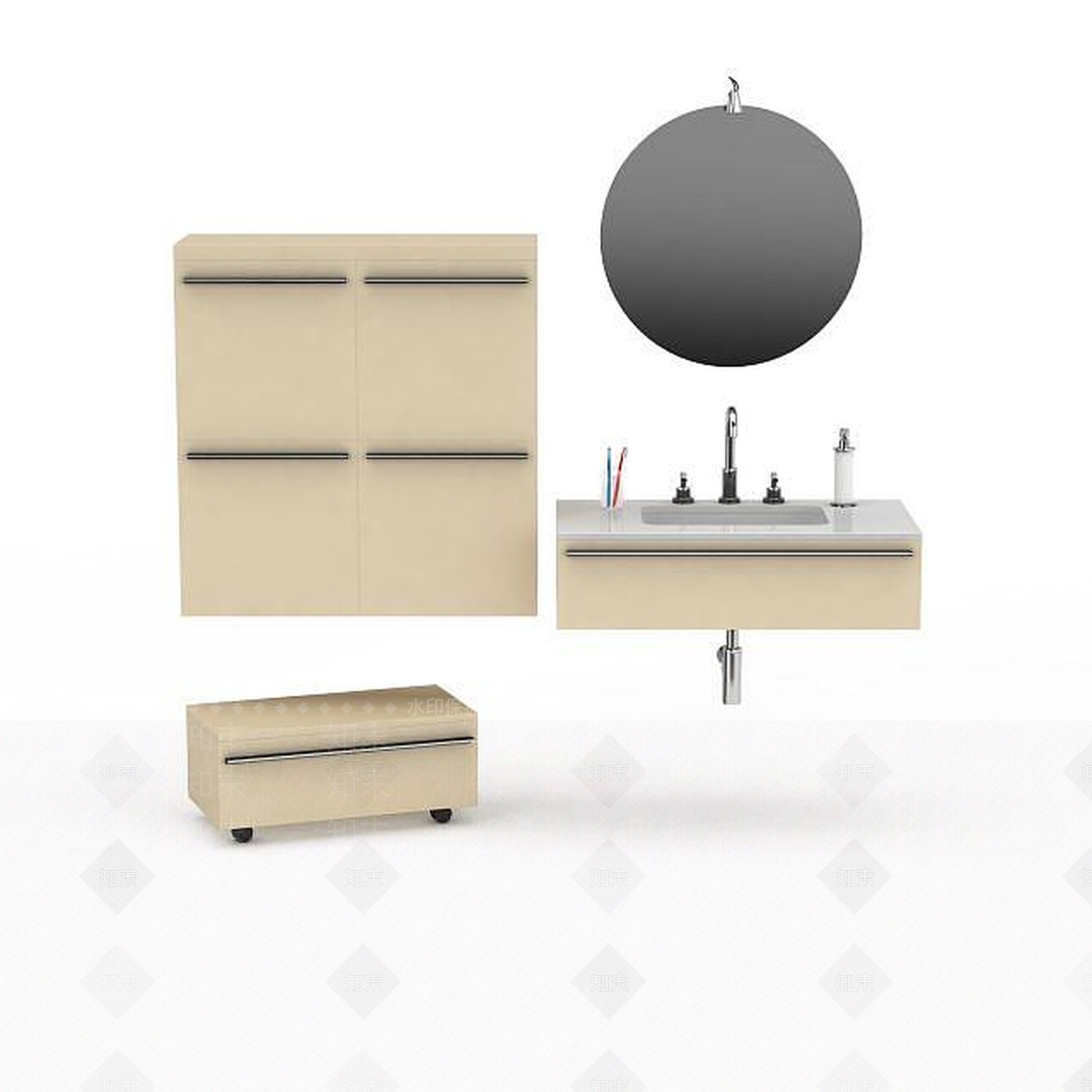 现代卫浴家具组合3D模型下载【ID:1199457669】