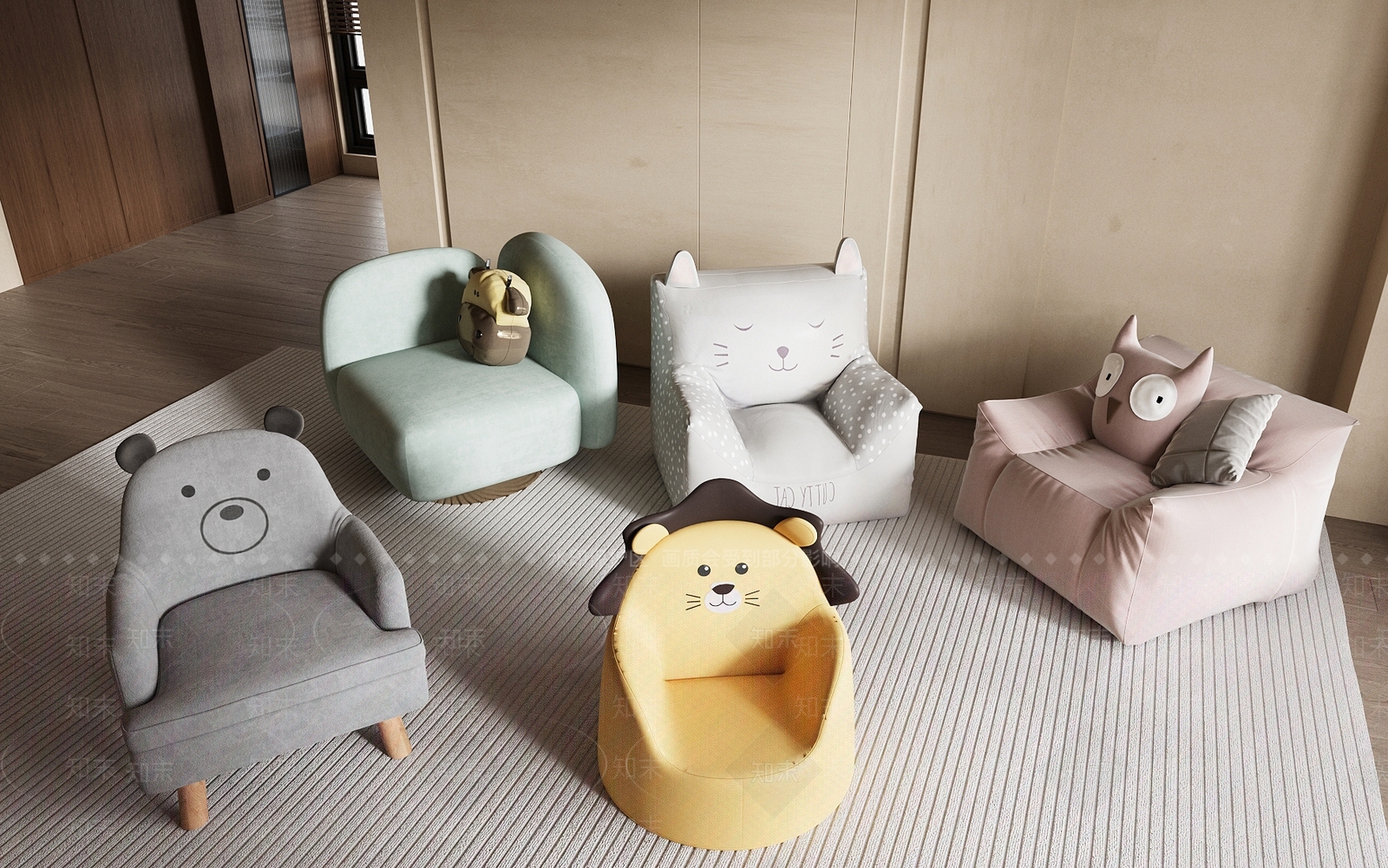 现代单人沙发3D模型下载【ID:1199458434】