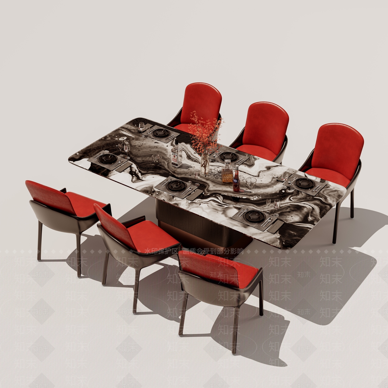 现代餐桌椅3D模型下载【ID:1199460363】