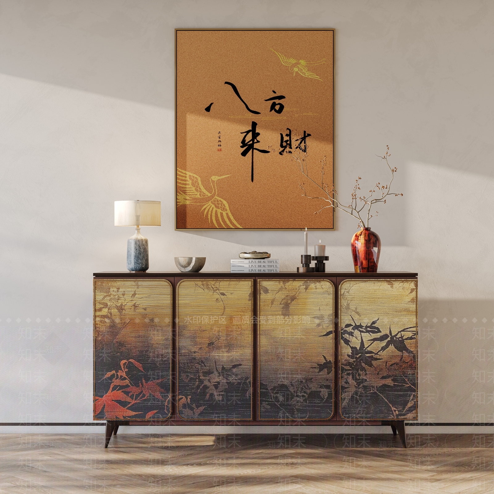 新中式餐边柜3D模型下载【ID:1199460548】