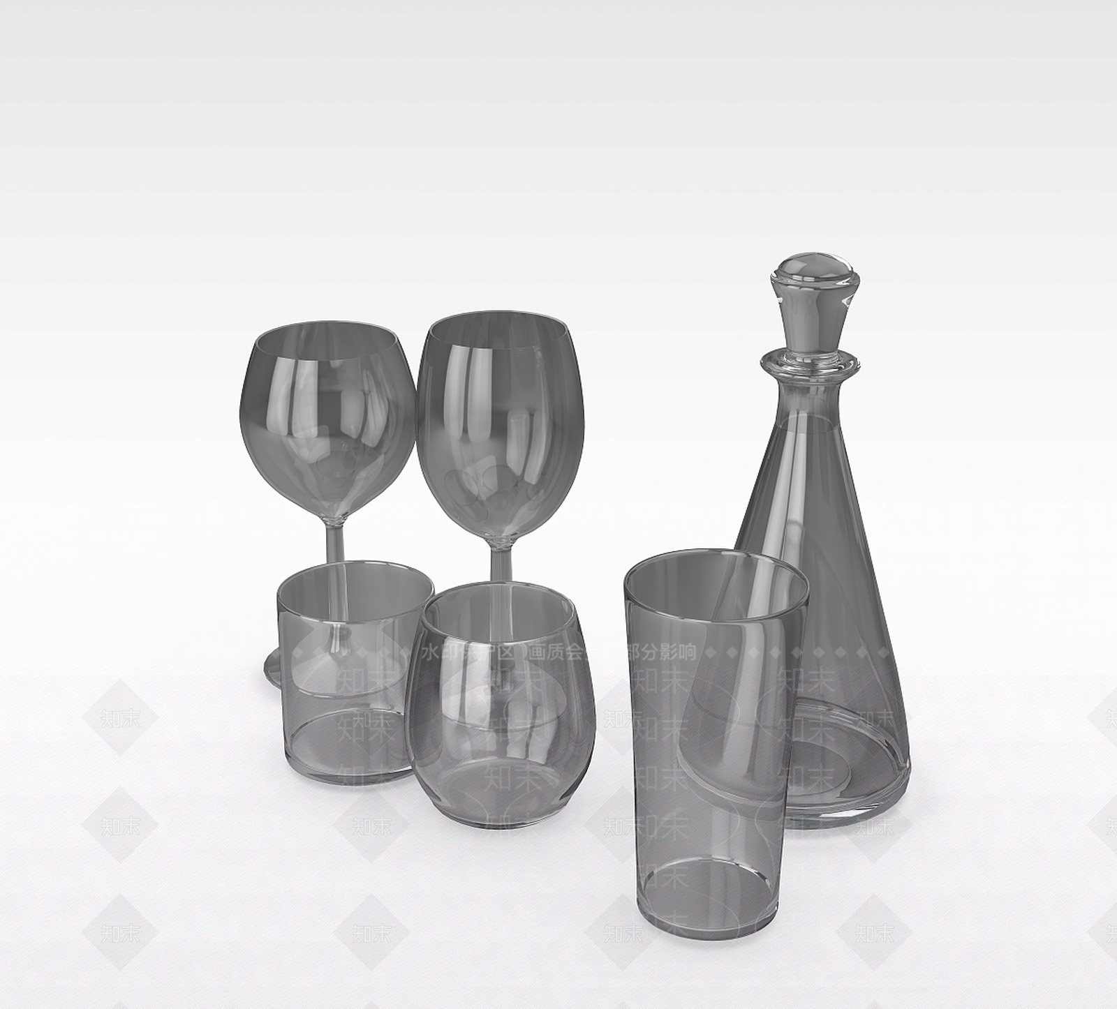 现代玻璃器皿3D模型下载【ID:1199460668】