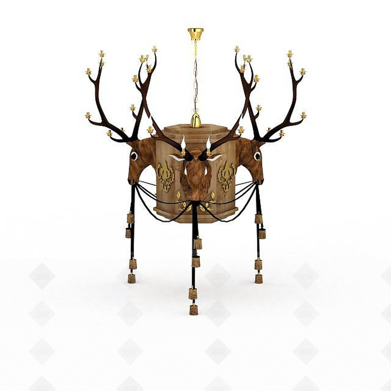 现代鹿头状吊灯3D模型下载【ID:1199463047】