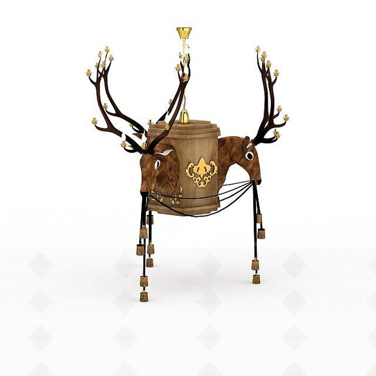 现代鹿头状吊灯3D模型下载【ID:1199463047】