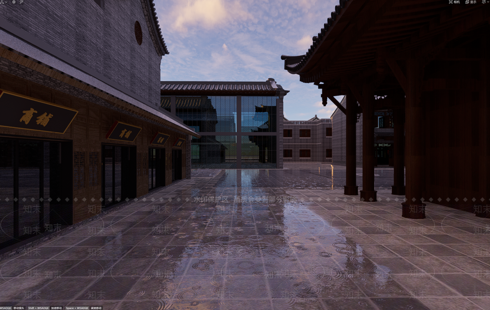 现代新中式商业街SU模型下载【ID:1199465561】