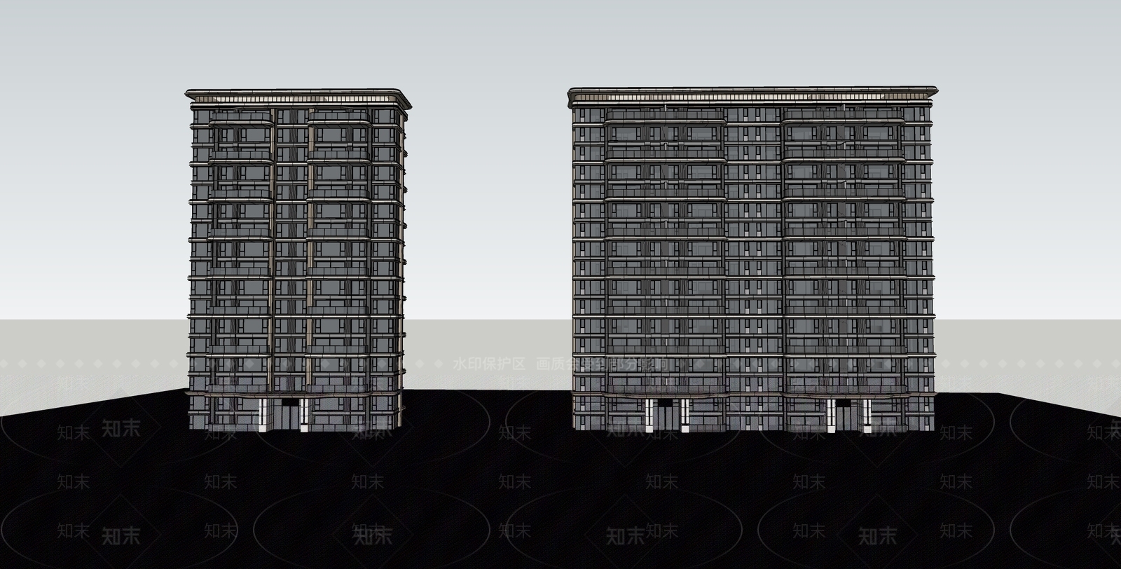 意式轻奢高层住宅SU模型下载【ID:1199466080】