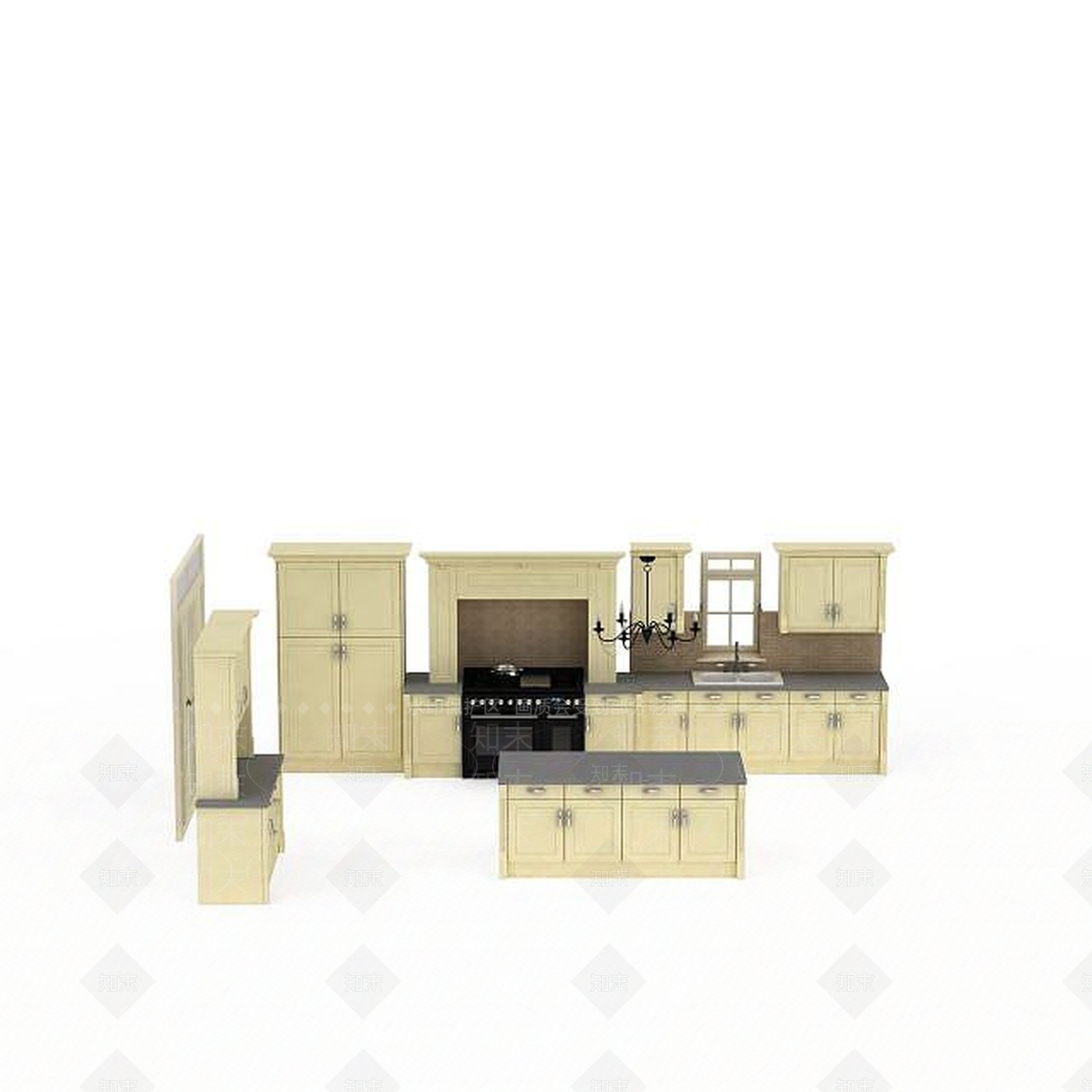 欧式古典欧式橱柜套装3D模型下载【ID:1199466314】