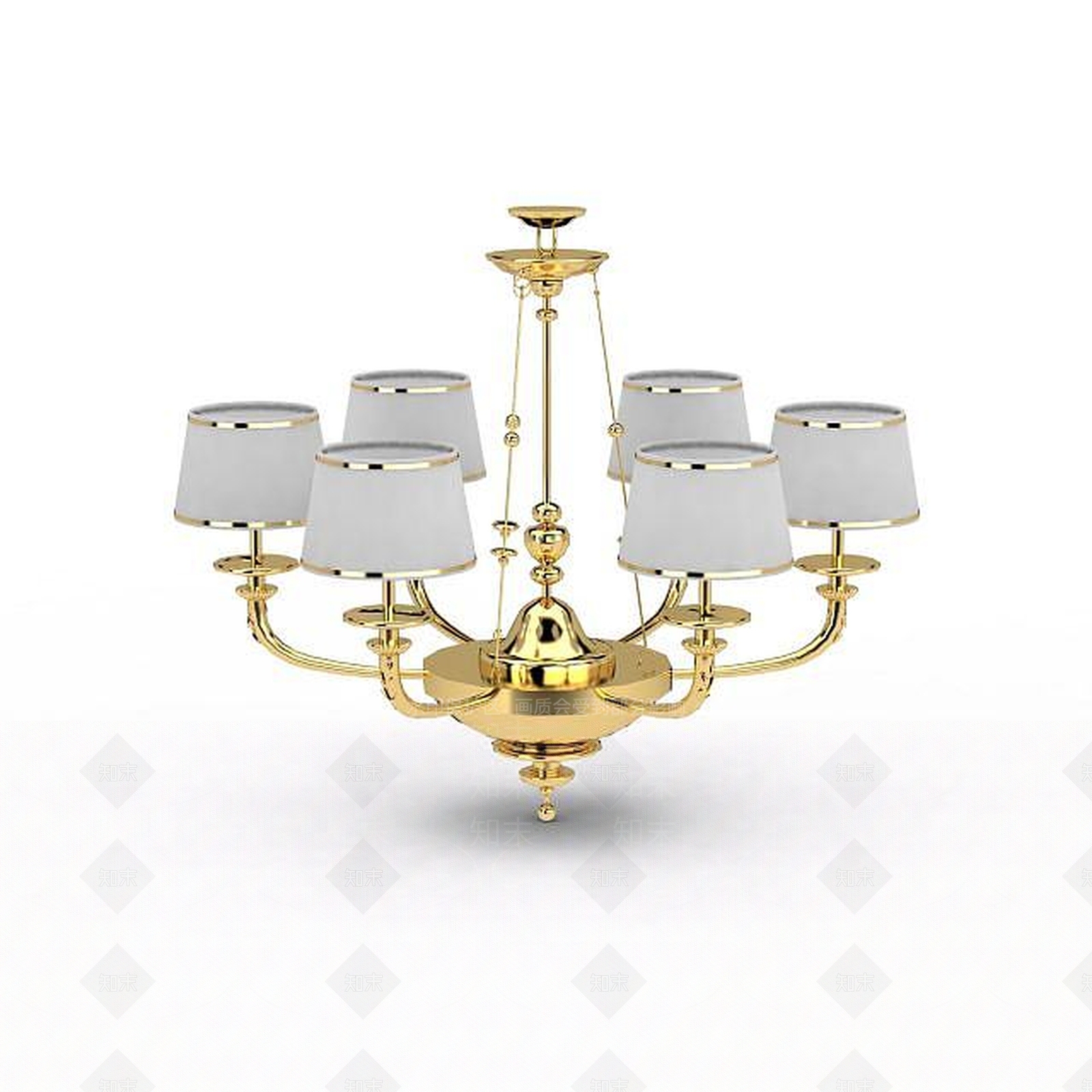 现代大厅金色吊灯3D模型下载【ID:1199467678】