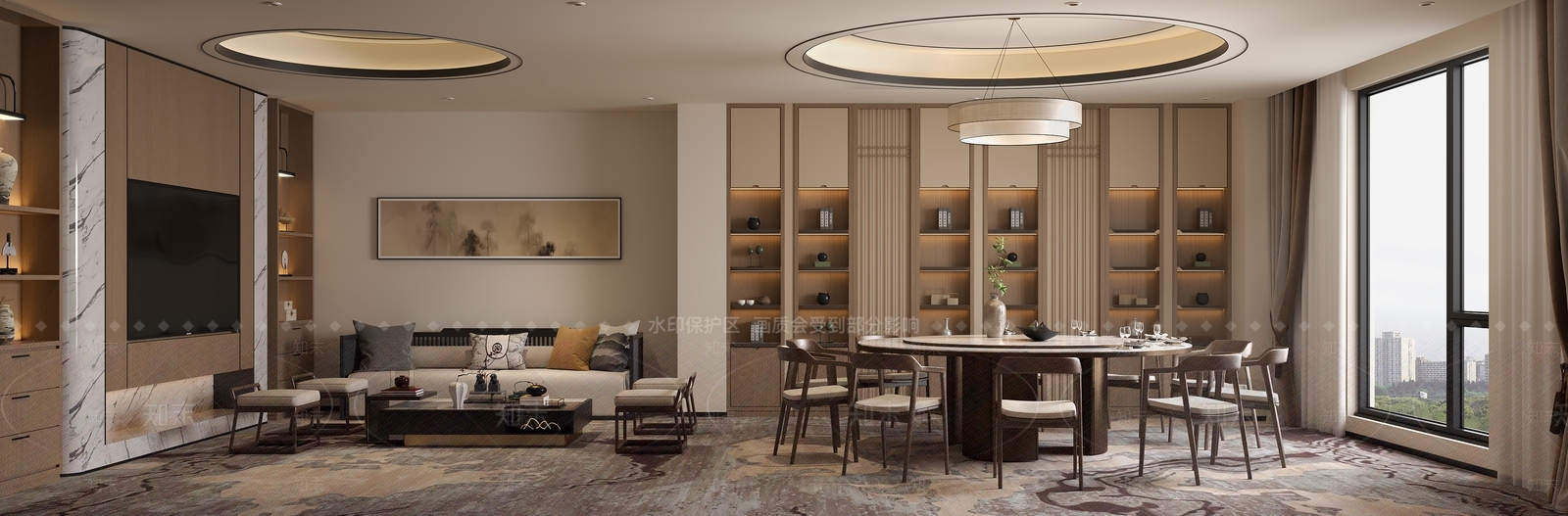 新中式禅意包厢SU模型下载【ID:1199468063】