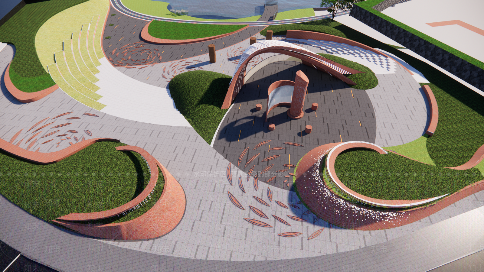 现代广场景观SU模型下载【ID:1199470388】