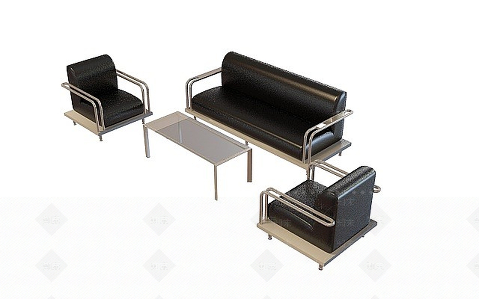 现代办公室沙发茶几组合3D模型下载【ID:1199470625】