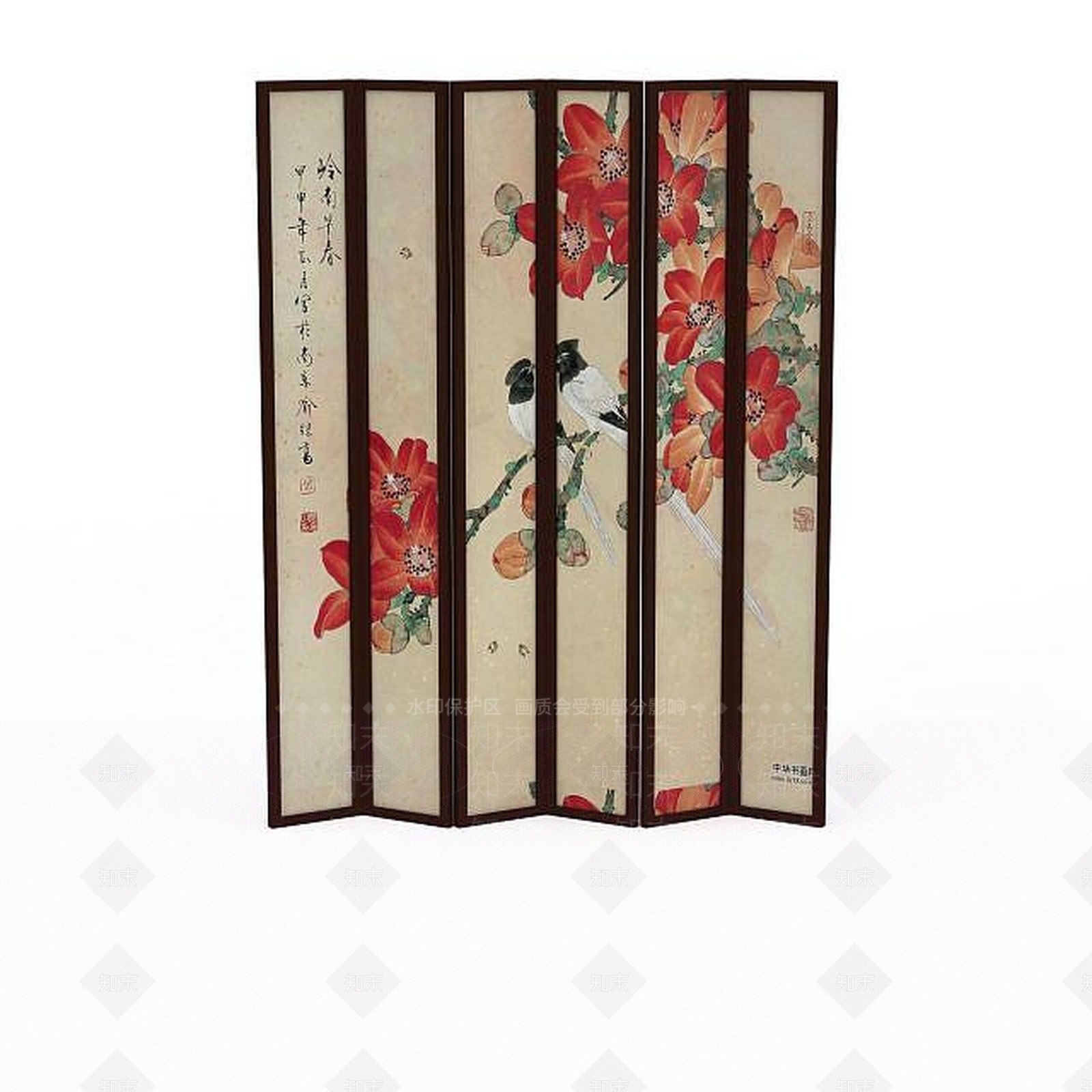 现代绣花屏风3D模型下载【ID:1199470940】