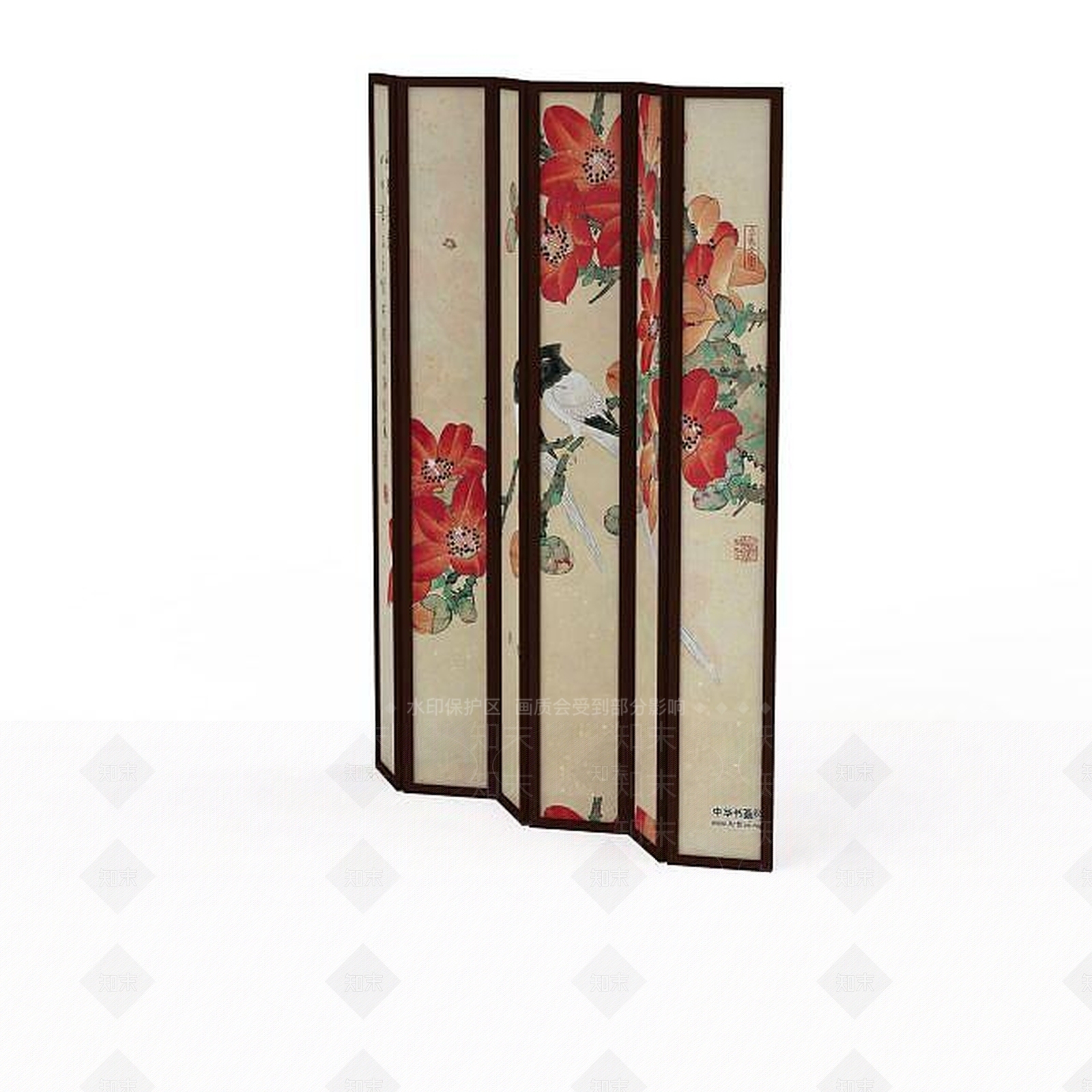 现代绣花屏风3D模型下载【ID:1199470940】