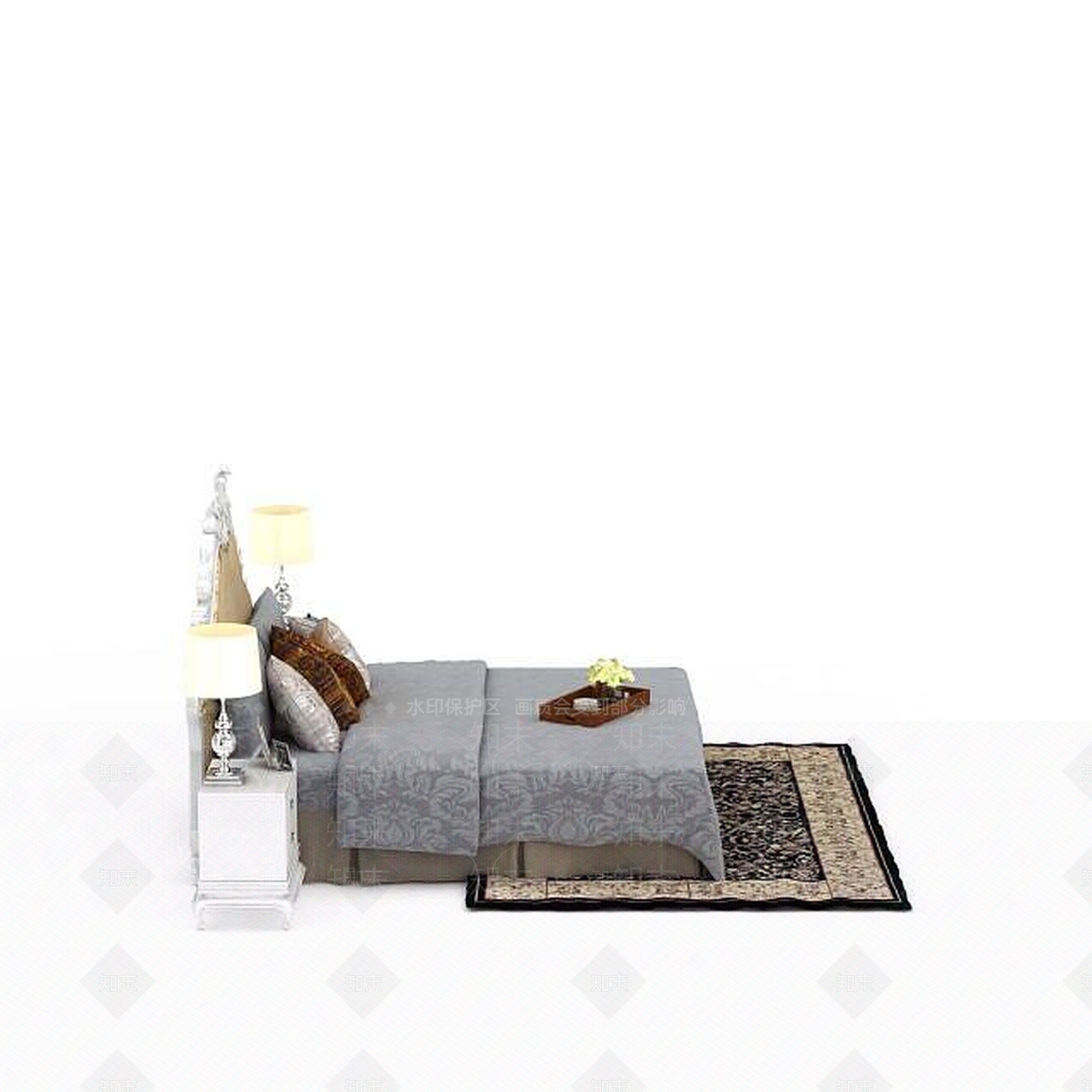 欧式古典欧式双人床3D模型下载【ID:1199471249】