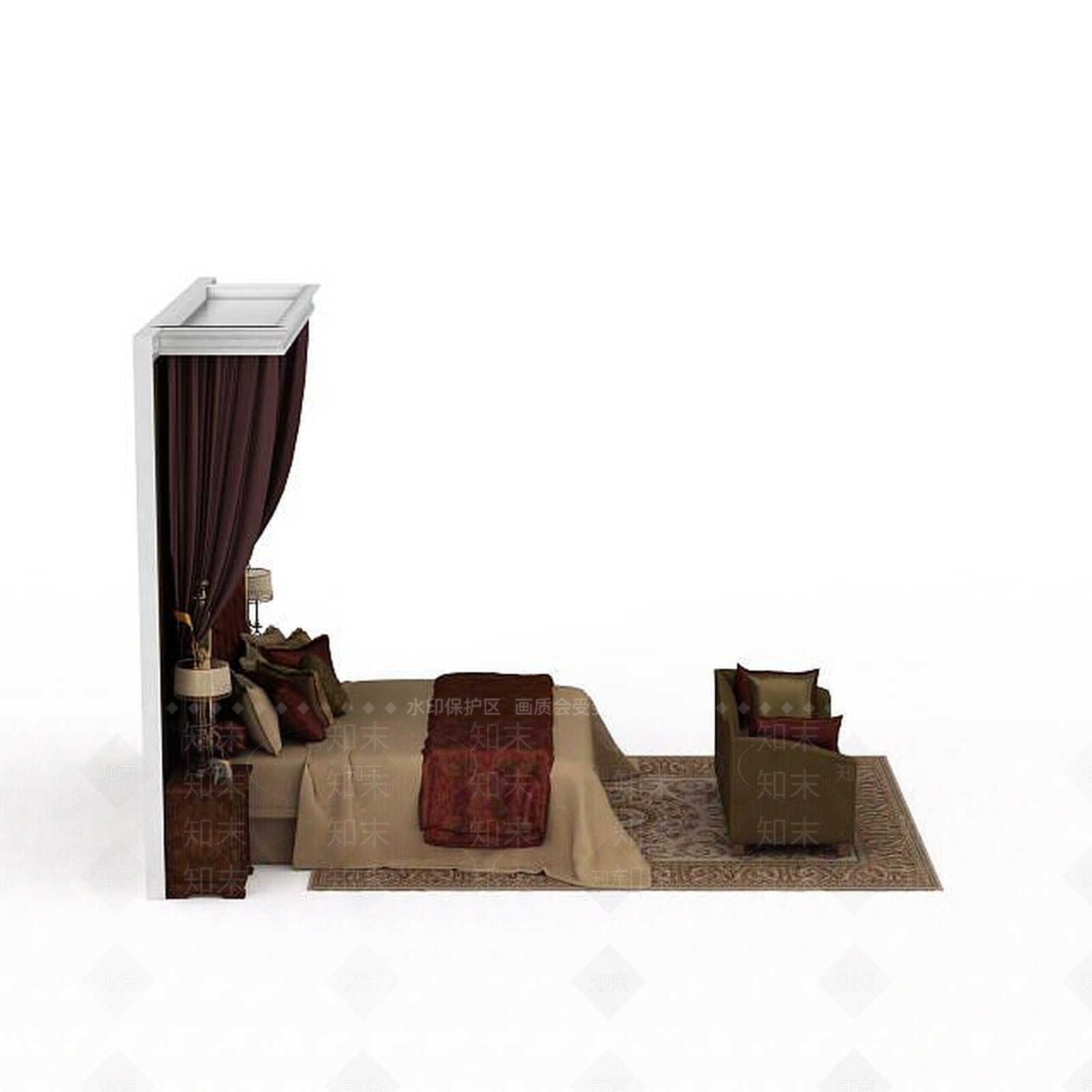 现代卧室床具3D模型下载【ID:1199471324】