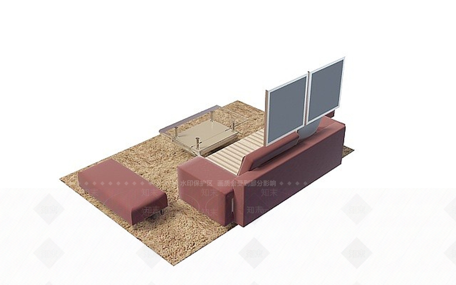 现代布艺沙发茶几组合3D模型下载【ID:1199471526】