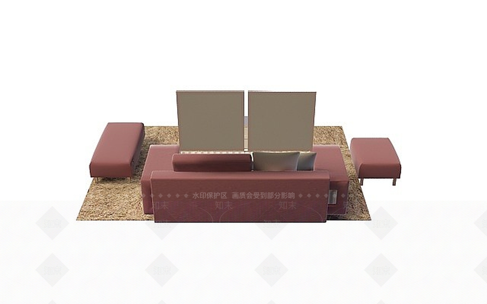 现代布艺沙发茶几组合3D模型下载【ID:1199471526】