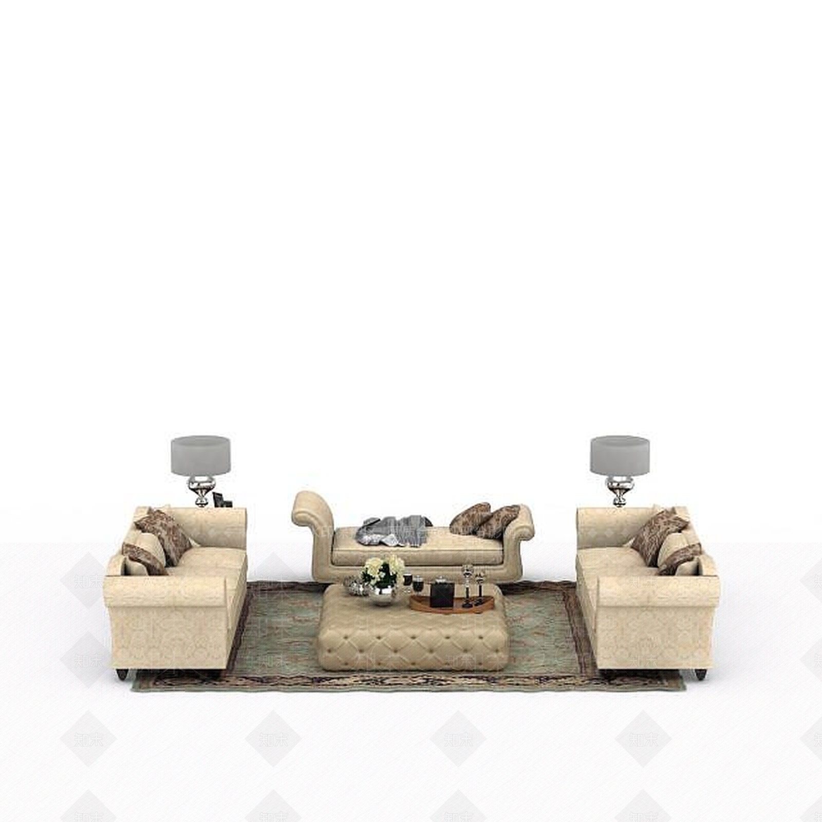 欧式古典欧式客厅沙发组合3D模型下载【ID:1199471807】
