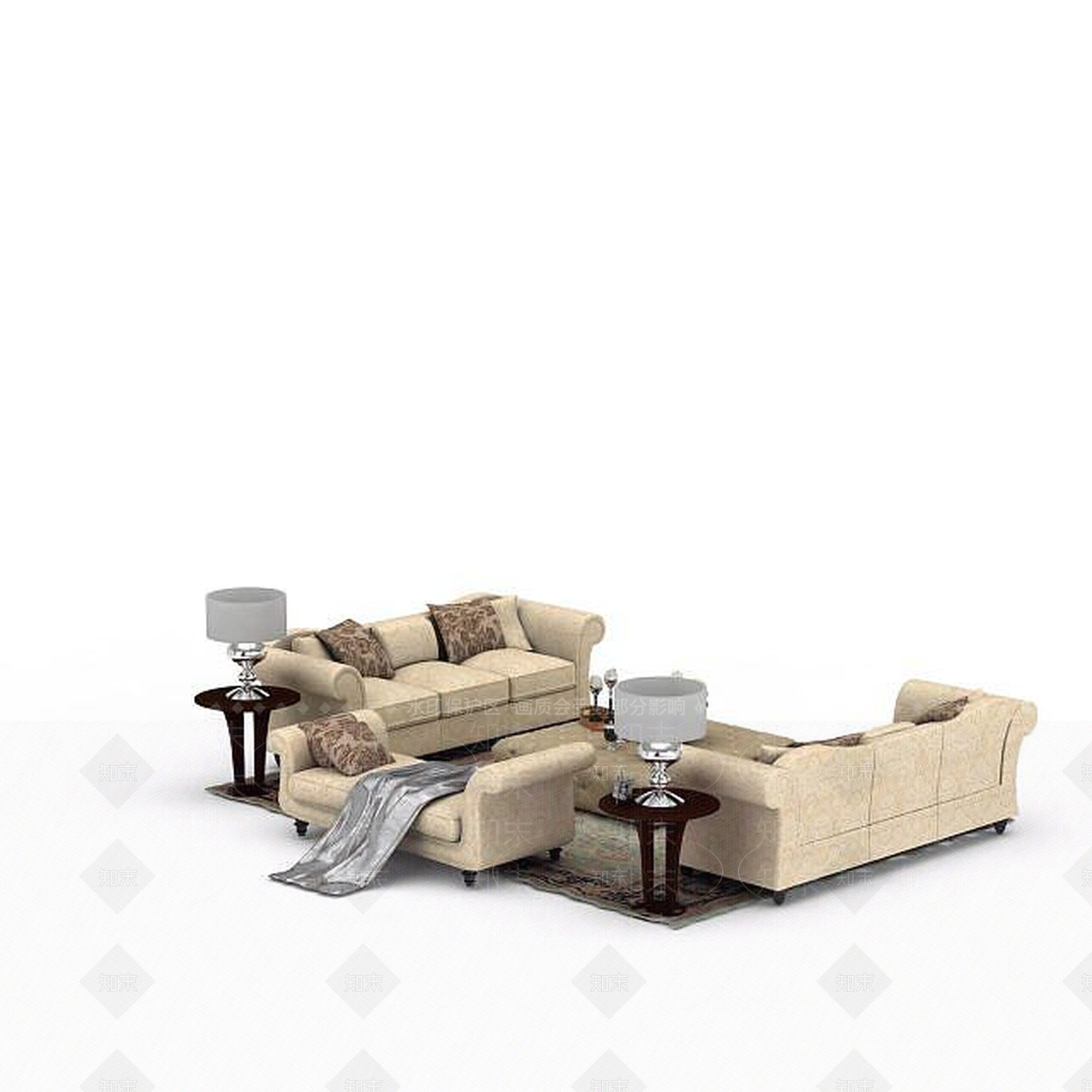 欧式古典欧式客厅沙发组合3D模型下载【ID:1199471807】