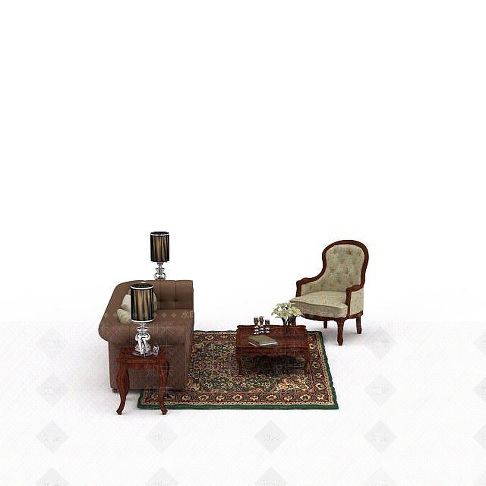 中式客厅沙发3D模型下载【ID:1199471953】