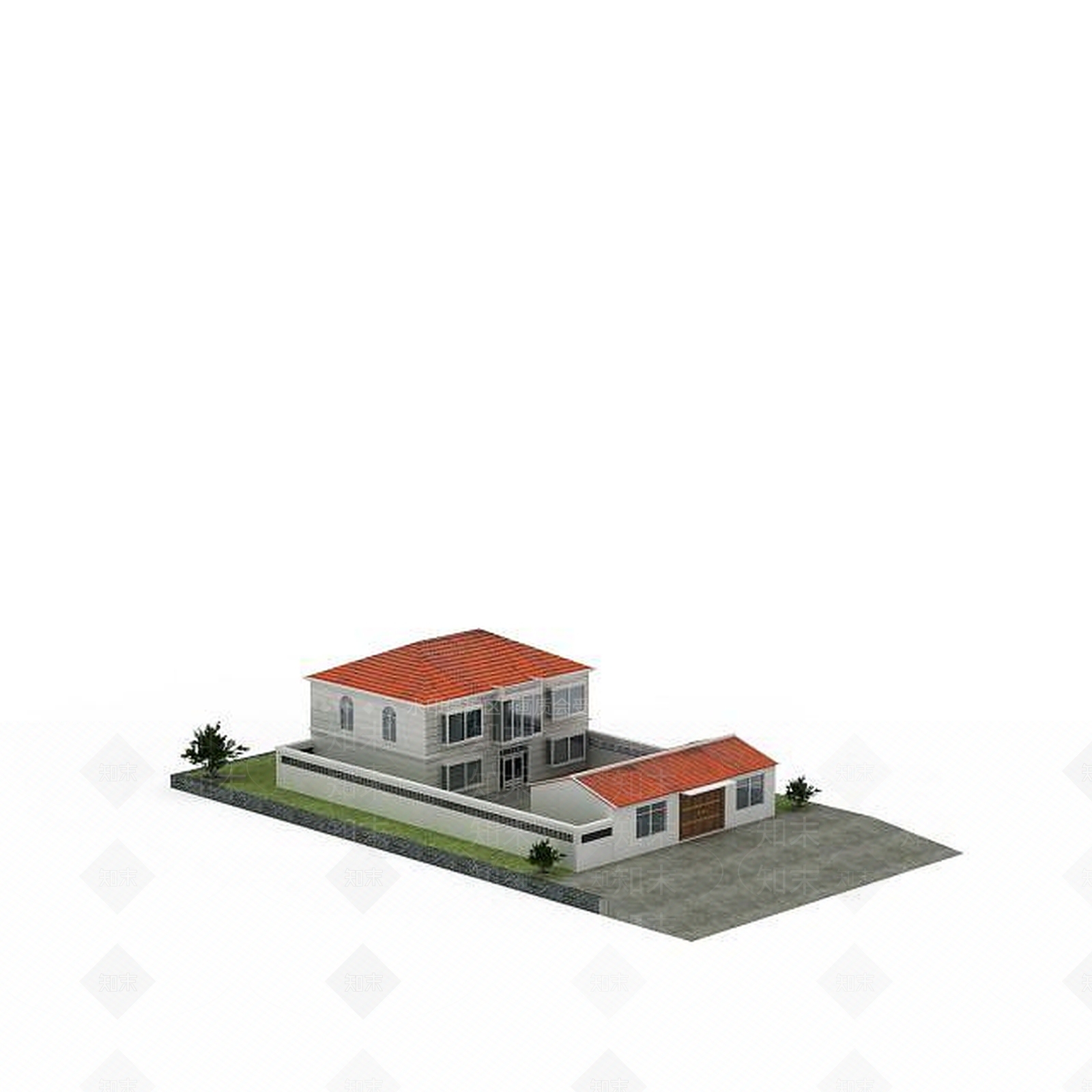 现代农村二层自建房带院3D模型下载【ID:1199472252】