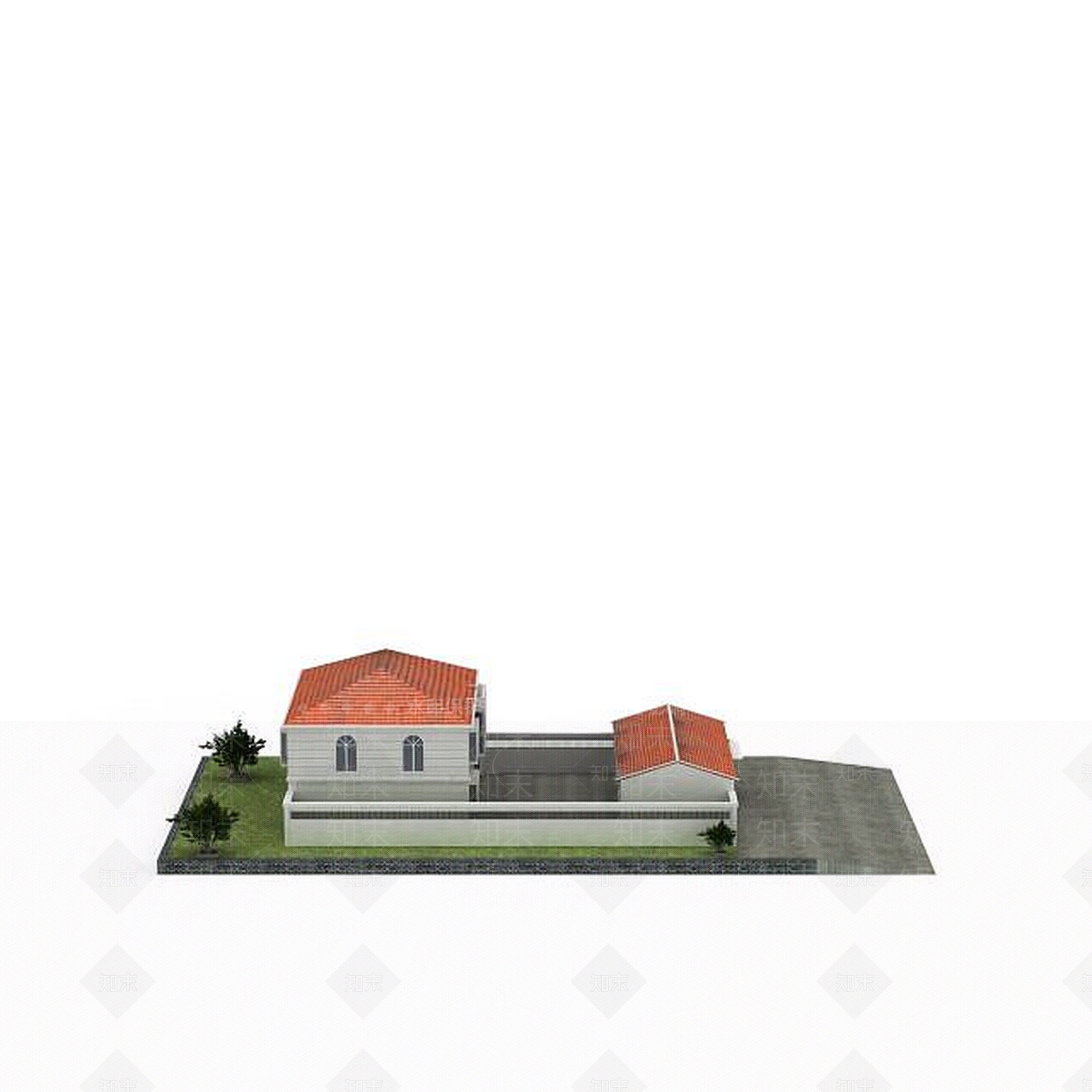 现代农村二层自建房带院3D模型下载【ID:1199472252】