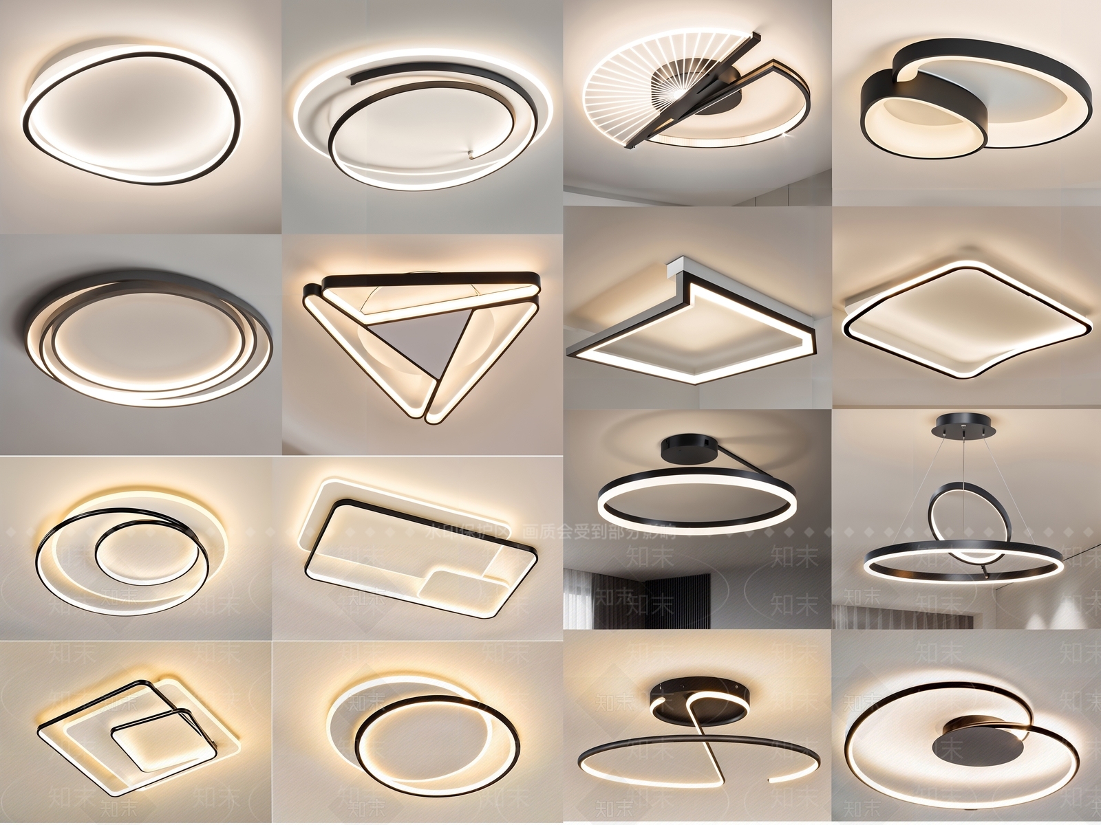 现代简约吸顶灯SU模型下载【ID:1199472356】