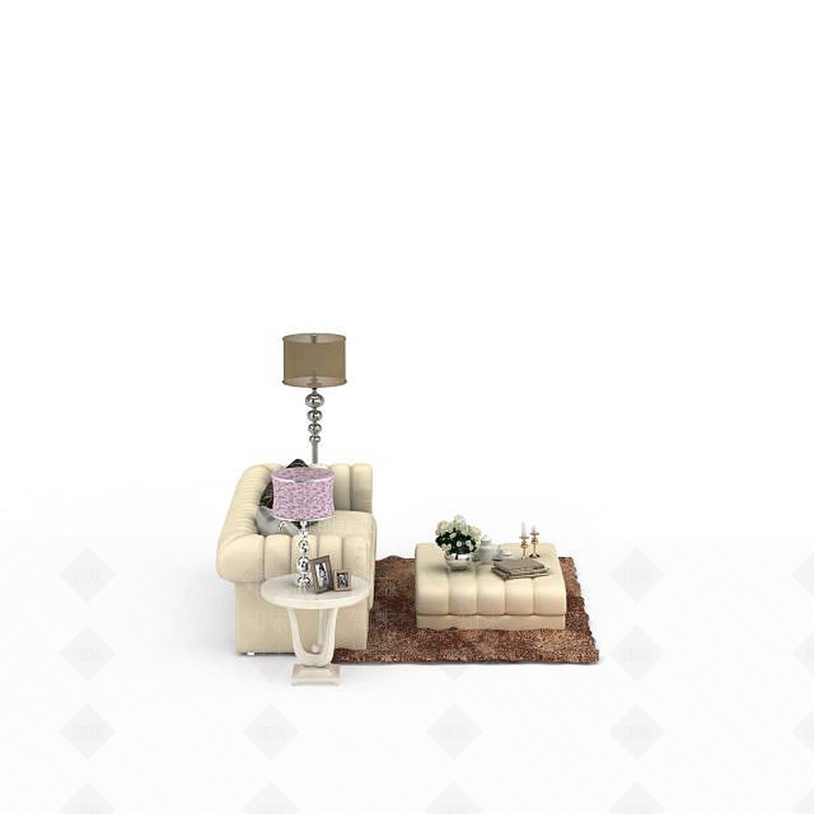 现代皮质沙发套装3D模型下载【ID:1199473793】
