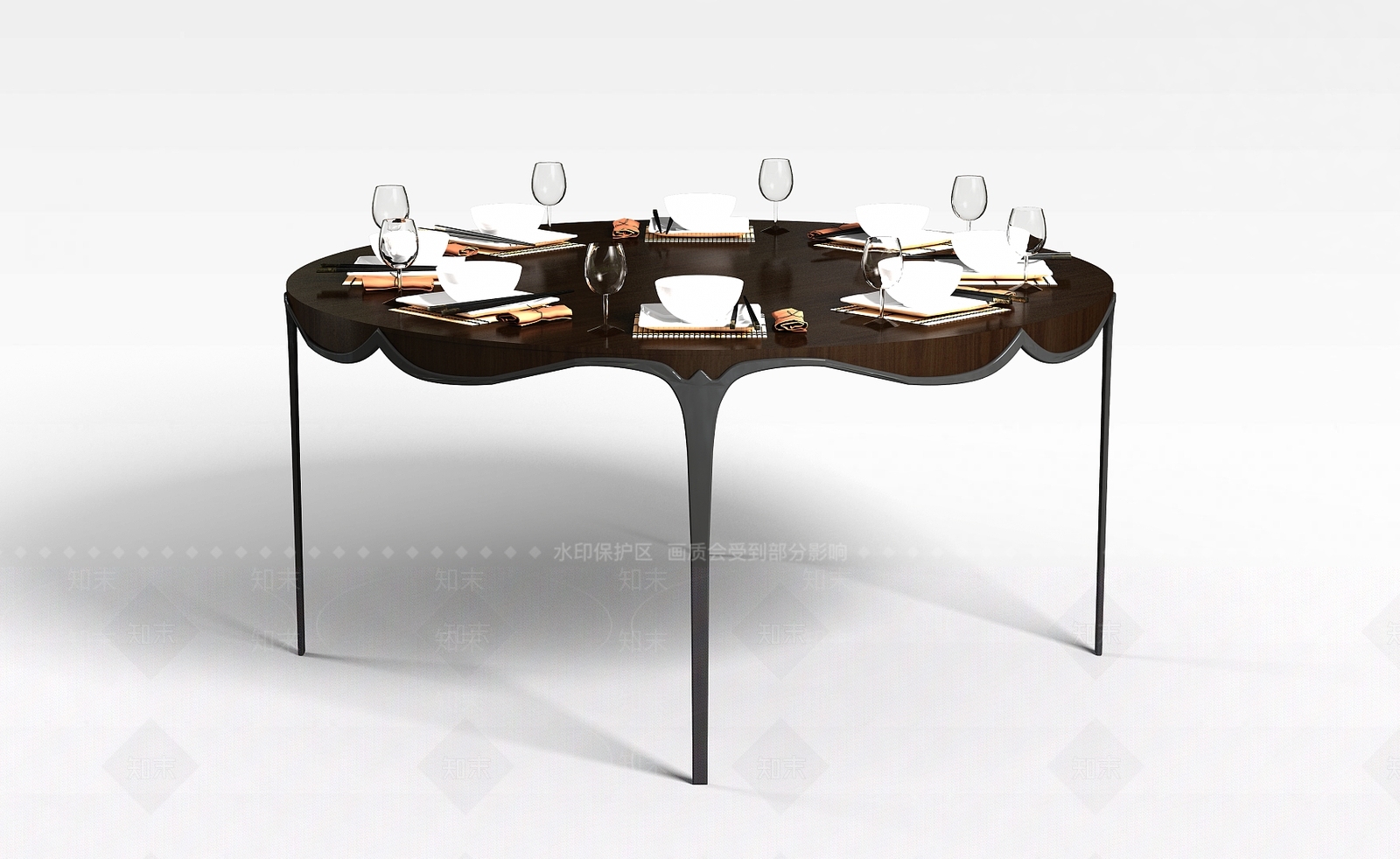 现代极简黑色餐桌3D模型下载【ID:1199473992】