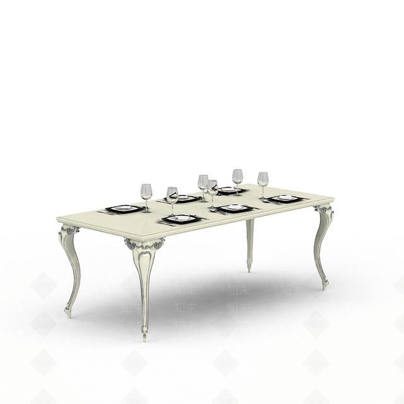 现代精简西式餐桌3D模型下载【ID:1199474025】
