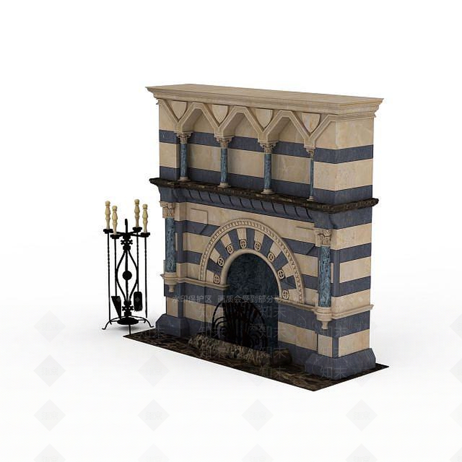 现代精装西方壁炉3D模型下载【ID:1199474108】