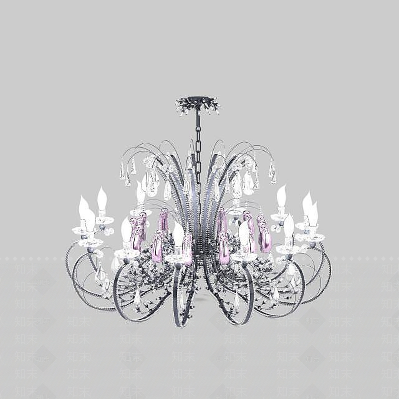 现代豪华花朵状水晶吊灯3D模型下载【ID:1199474266】