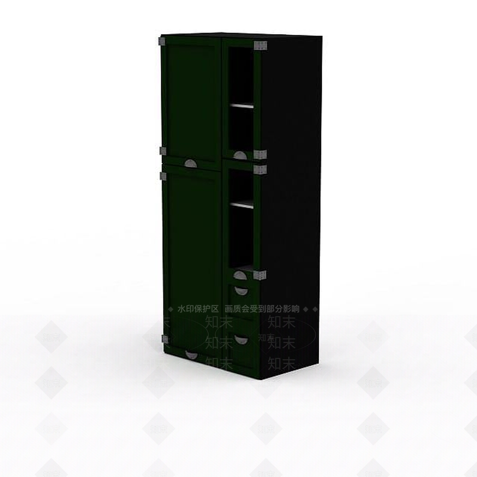 现代简易双开门复合板衣柜3D模型下载【ID:1199474320】