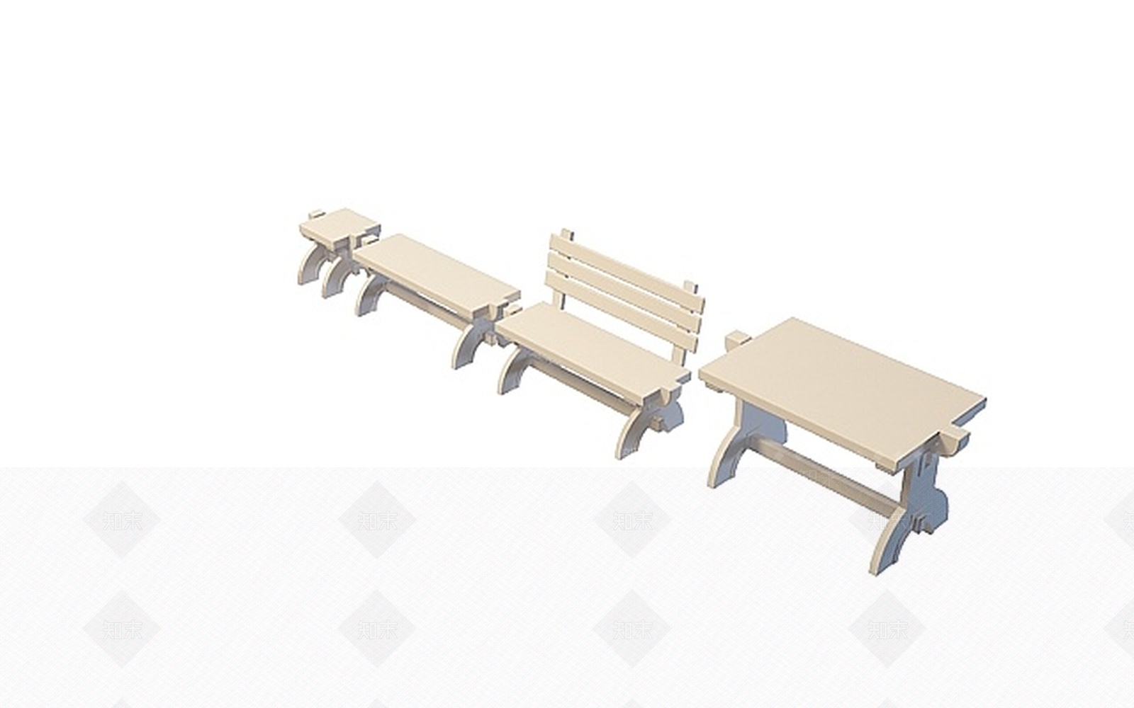 现代户外公共桌椅3D模型下载【ID:1199474401】