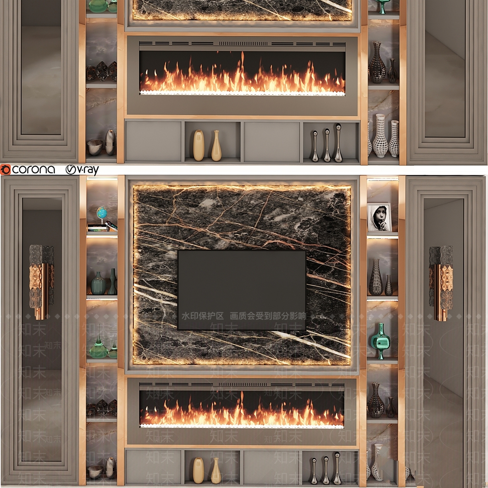 电视背景墙3D模型下载【ID:1199482757】
