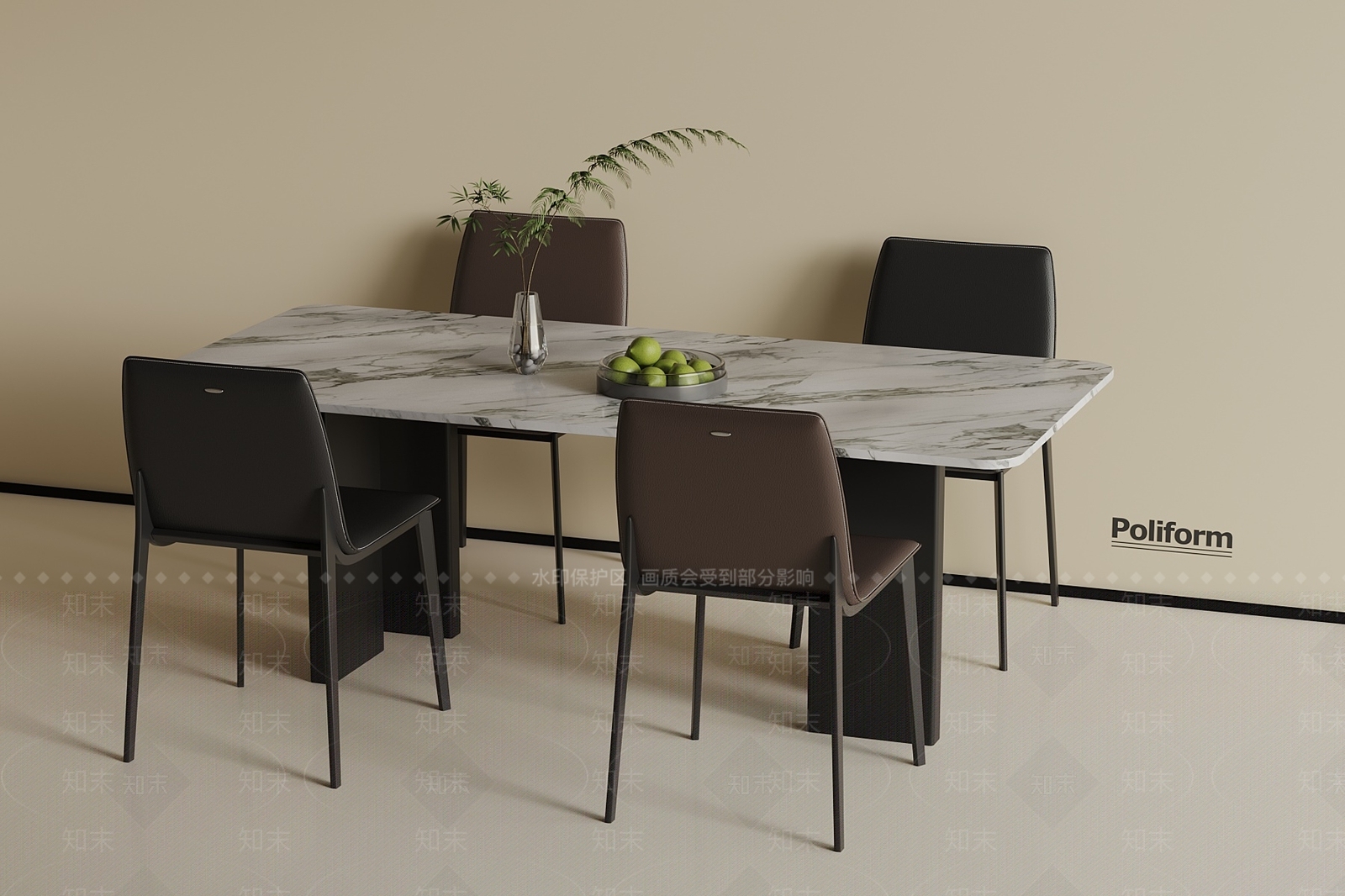 现代意式餐桌椅SU模型下载【ID:1199486969】