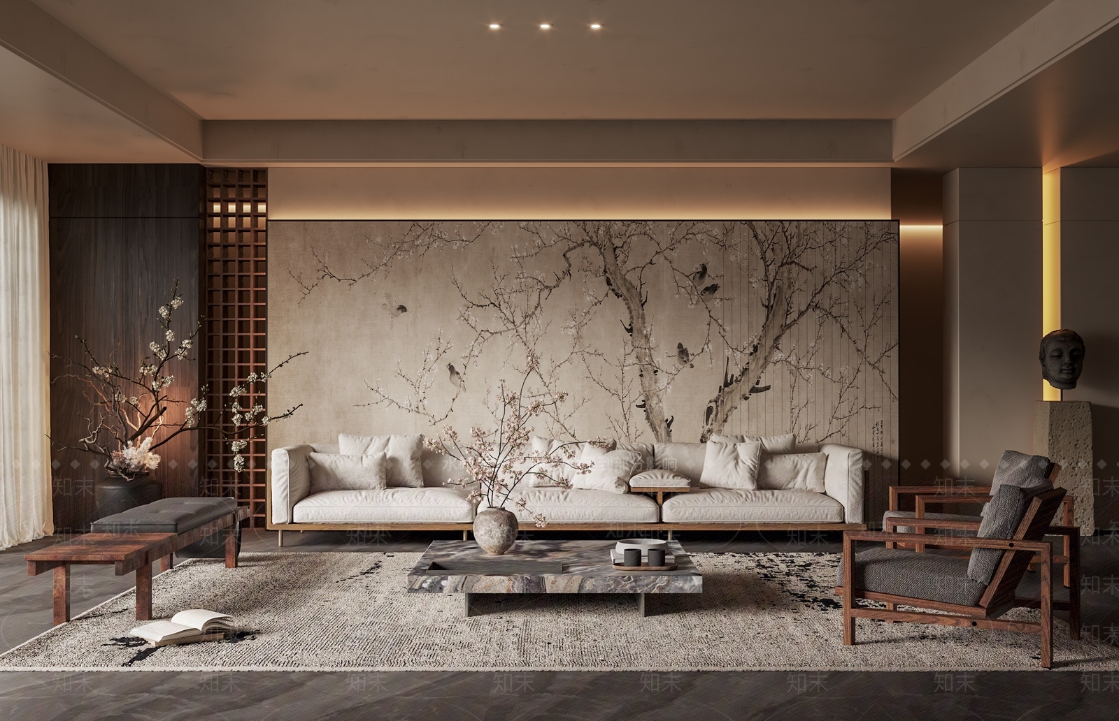 新中式中式家居客厅3D模型下载【ID:1199488533】