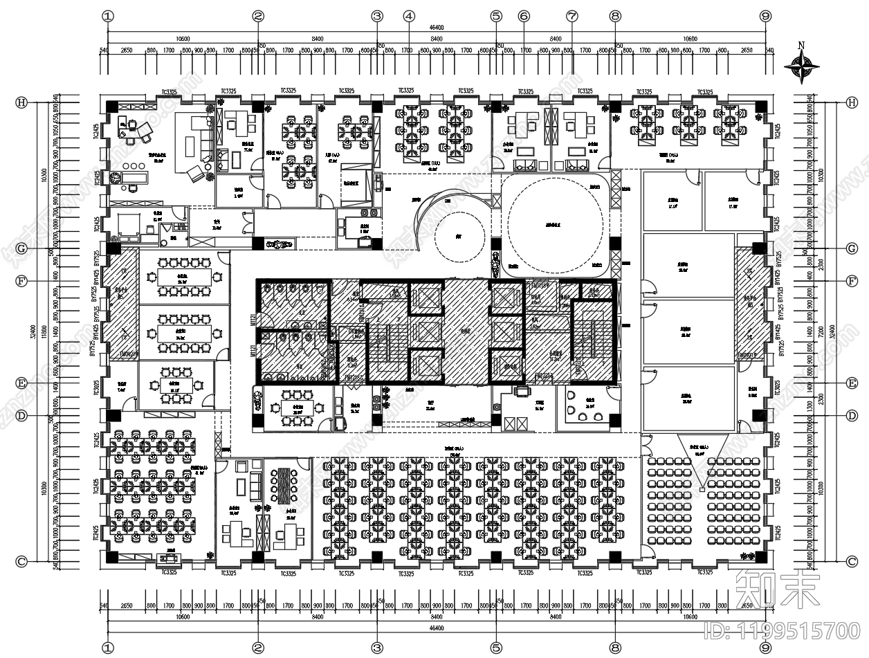 现代轻奢整体办公空间cad施工图下载【ID:1199515700】