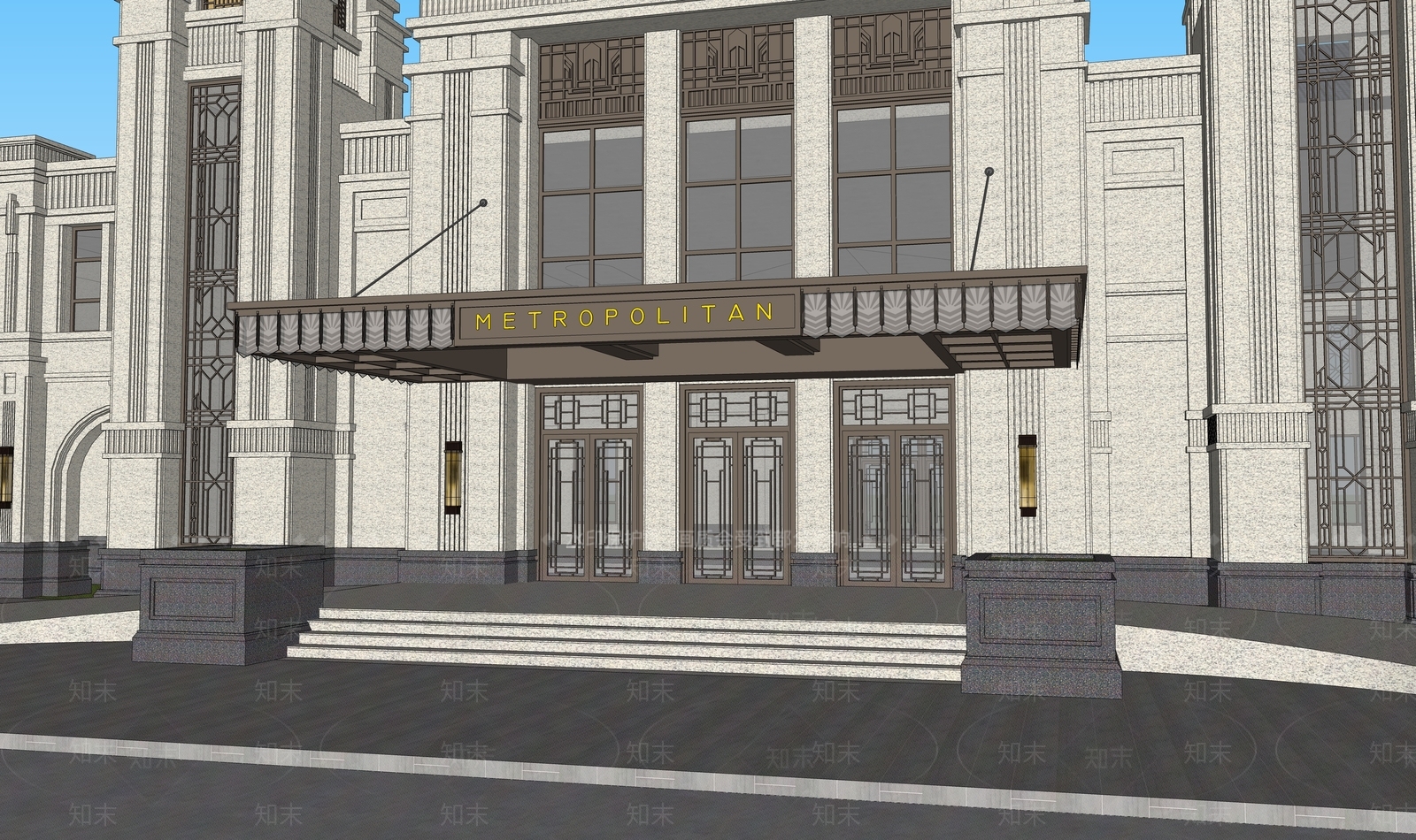 欧式售楼处建筑SU模型下载【ID:1199515919】