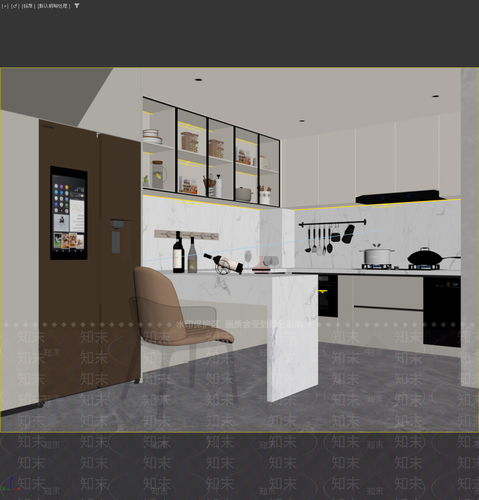 现代简约开放式厨房3D模型下载【ID:1199522013】