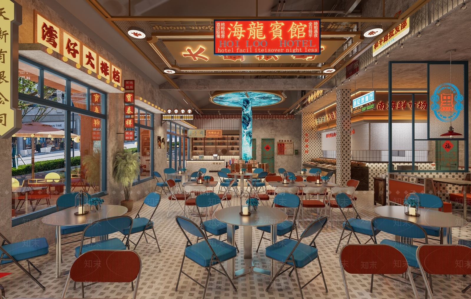 简约工业中餐厅SU模型下载【ID:1199522652】