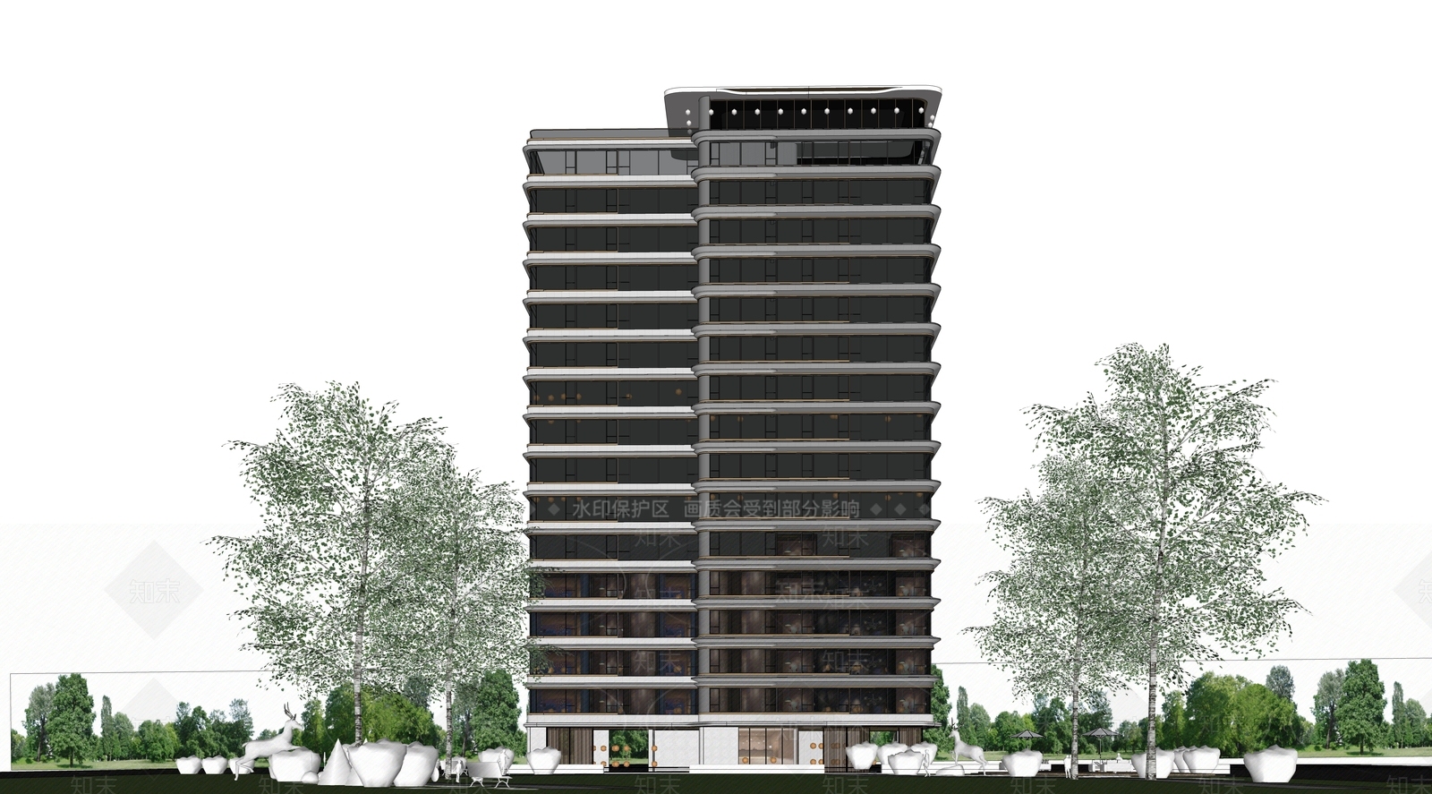 现代高层住宅SU模型下载【ID:1199529864】
