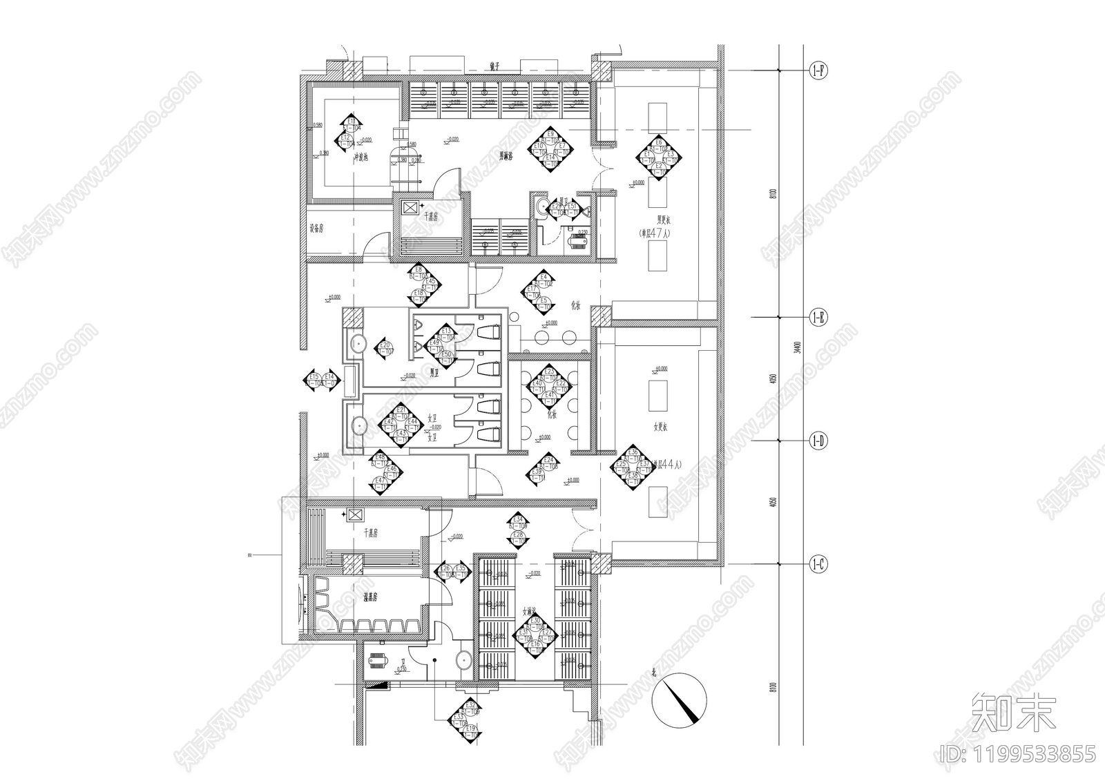 现代更衣室施工图下载【ID:1199533855】