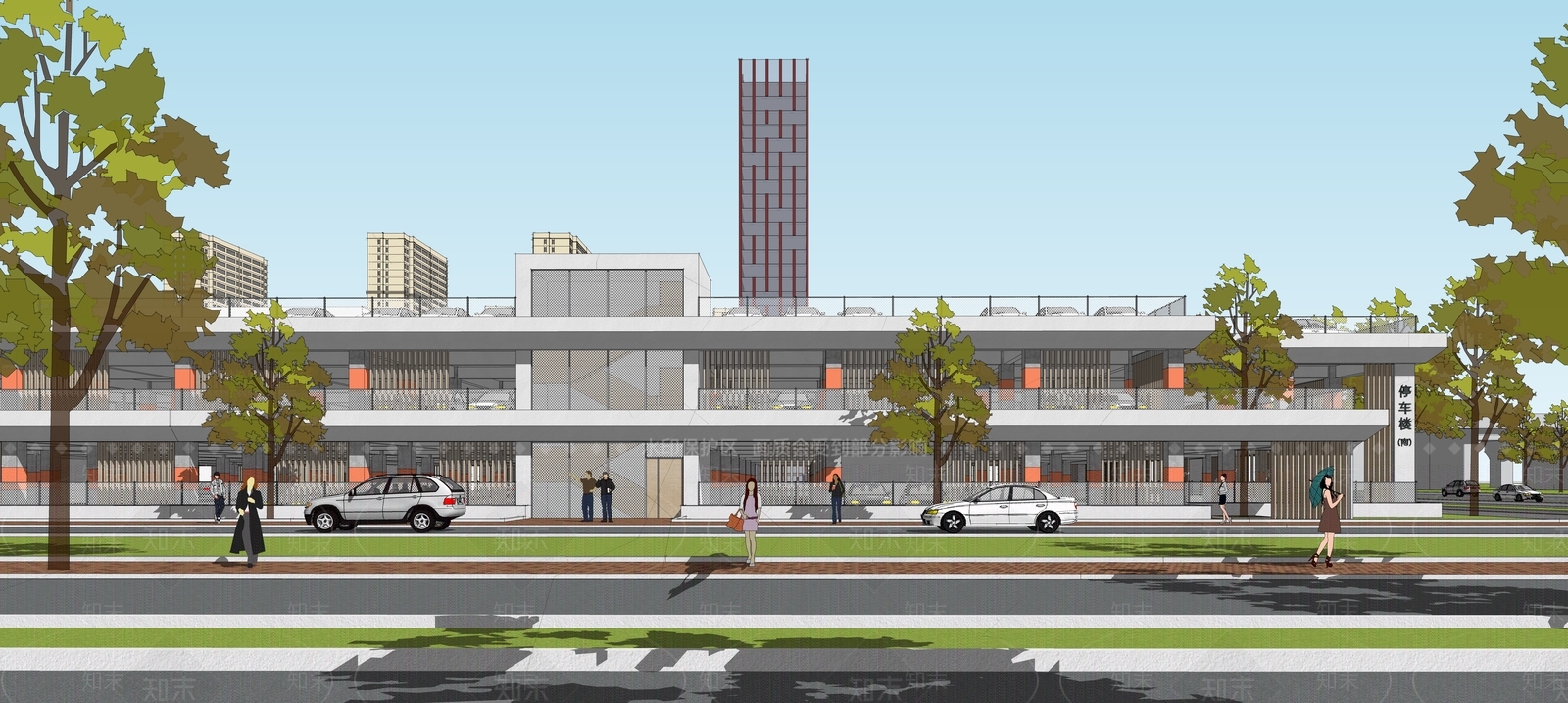 现代停车场SU模型下载【ID:1199535553】
