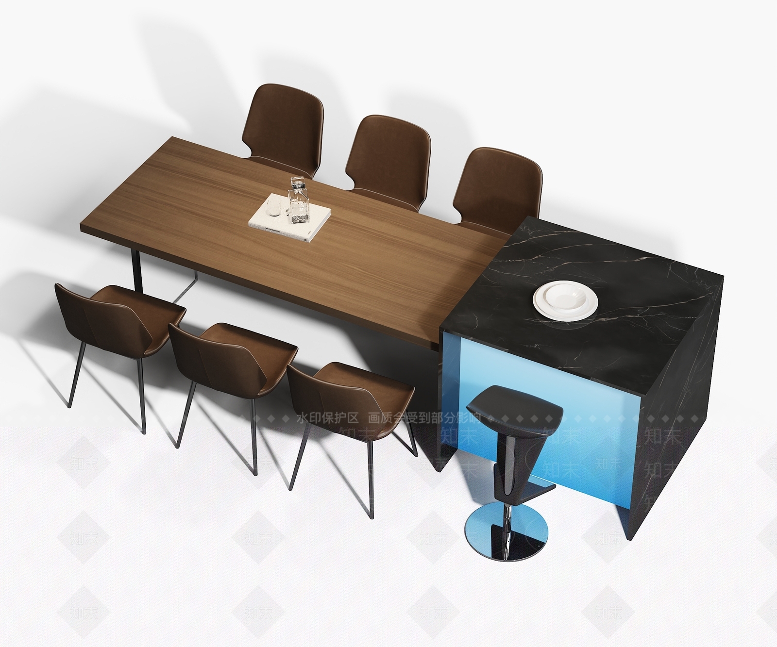 现代餐桌3D模型下载【ID:1199536755】